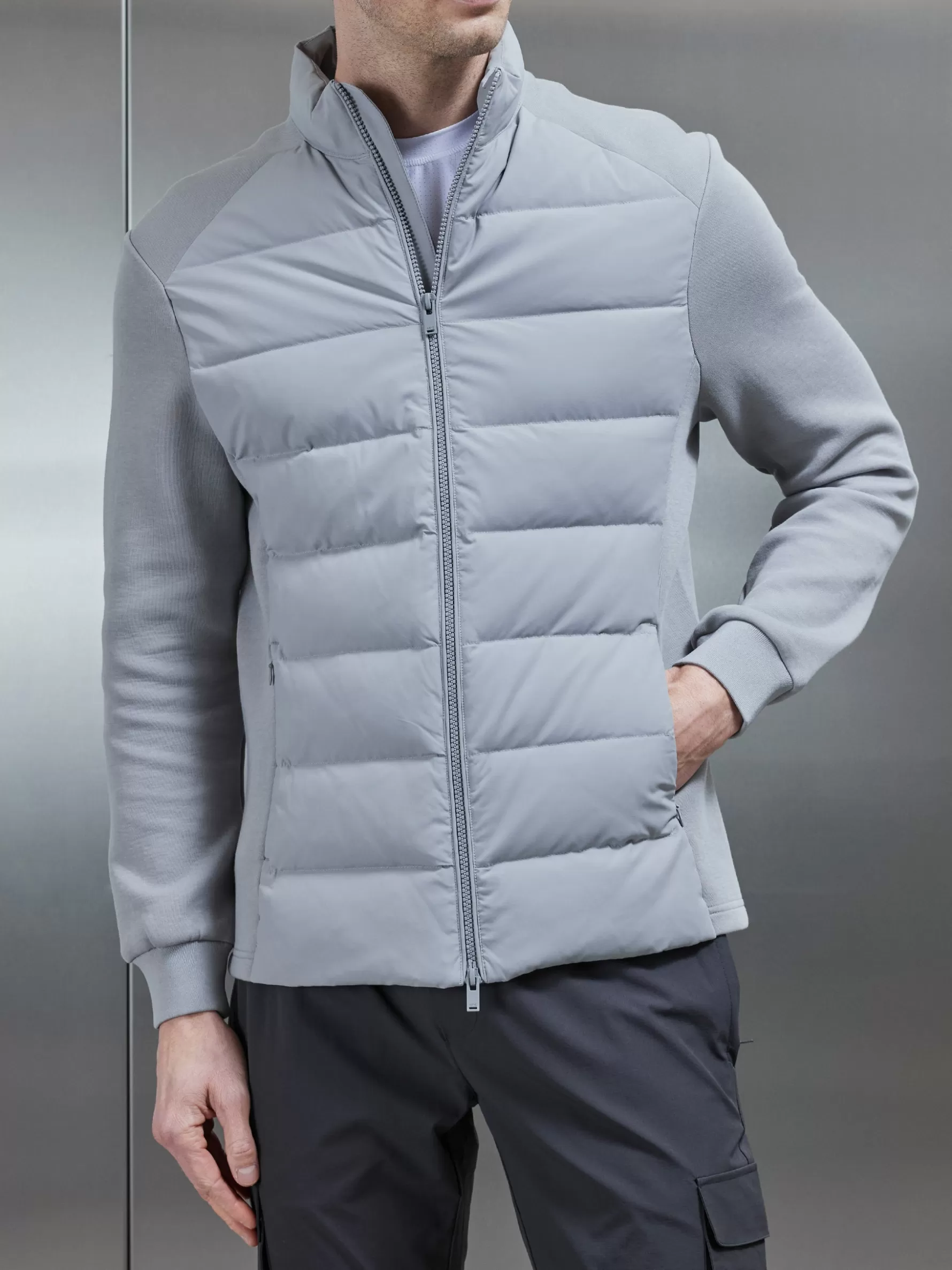 ARNE Active Hybrid Puffer Jacket - Mid Grey