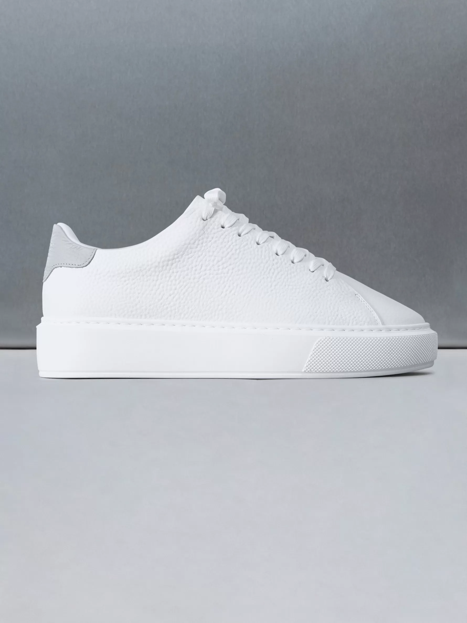 ARNE Basic Essential Leather Trainer - White Grey