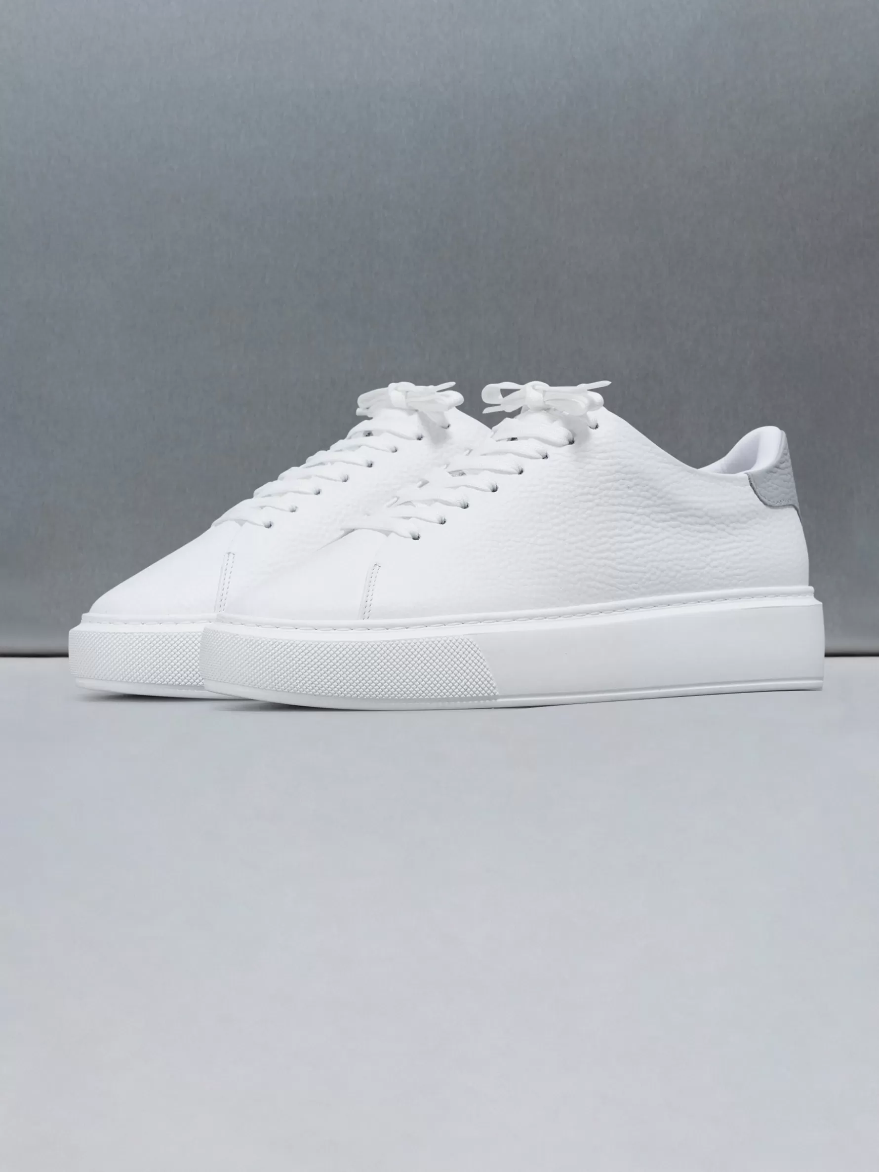 ARNE Basic Essential Leather Trainer - White Grey