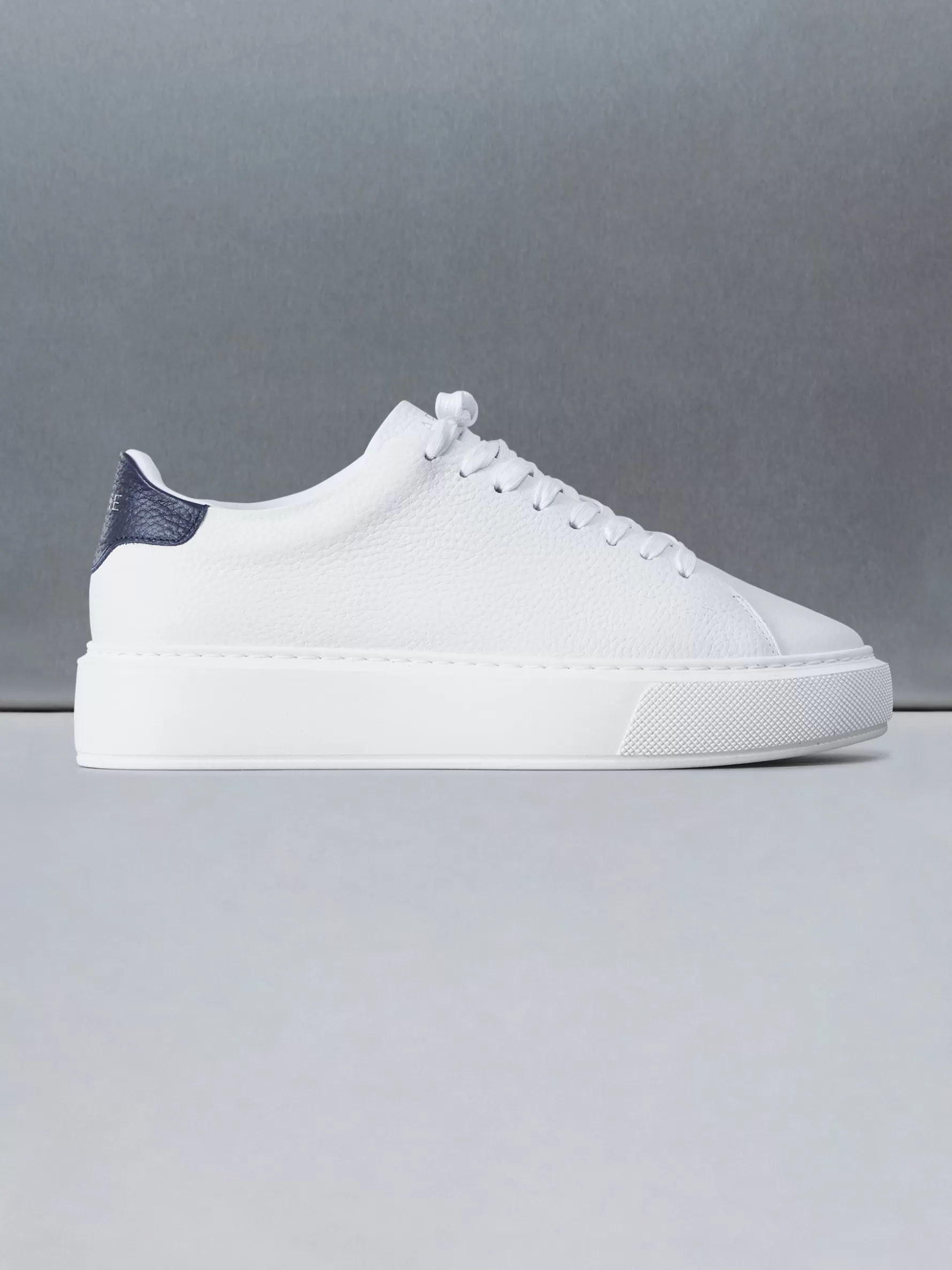 ARNE Basic Essential Leather Trainer - White Navy