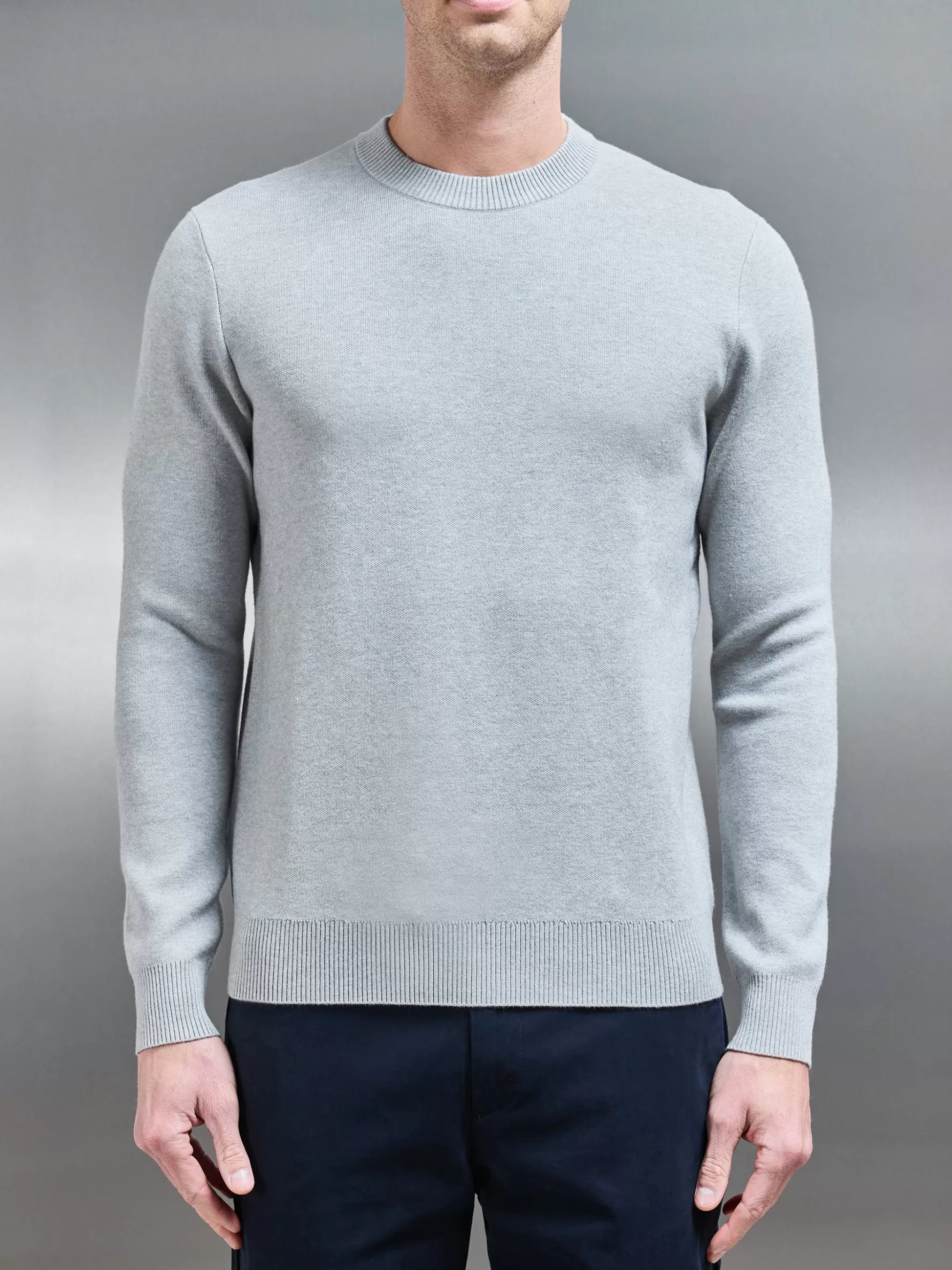 ARNE Chunky Knitted Sweatshirt - Marl Grey