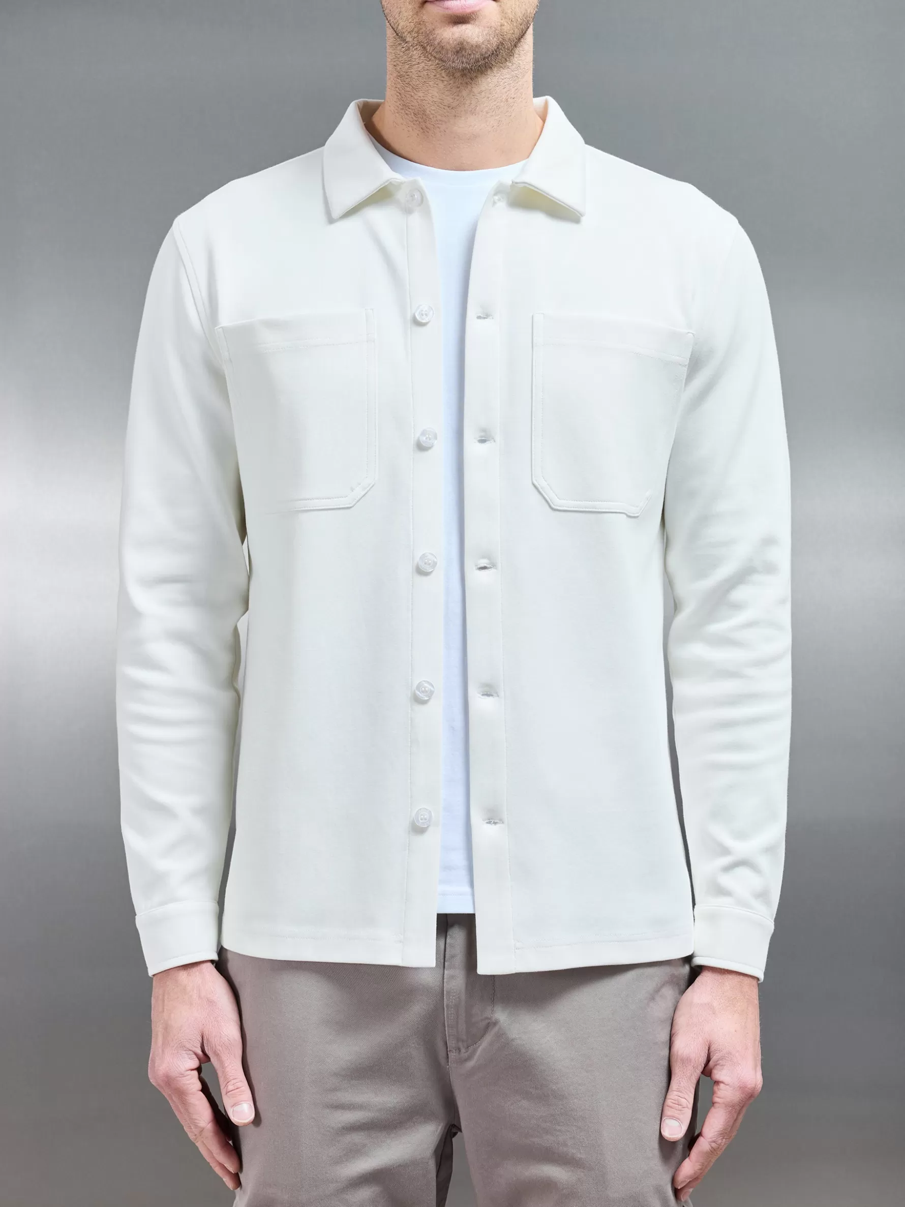 ARNE Cotton Jersey Overshirt - Off White