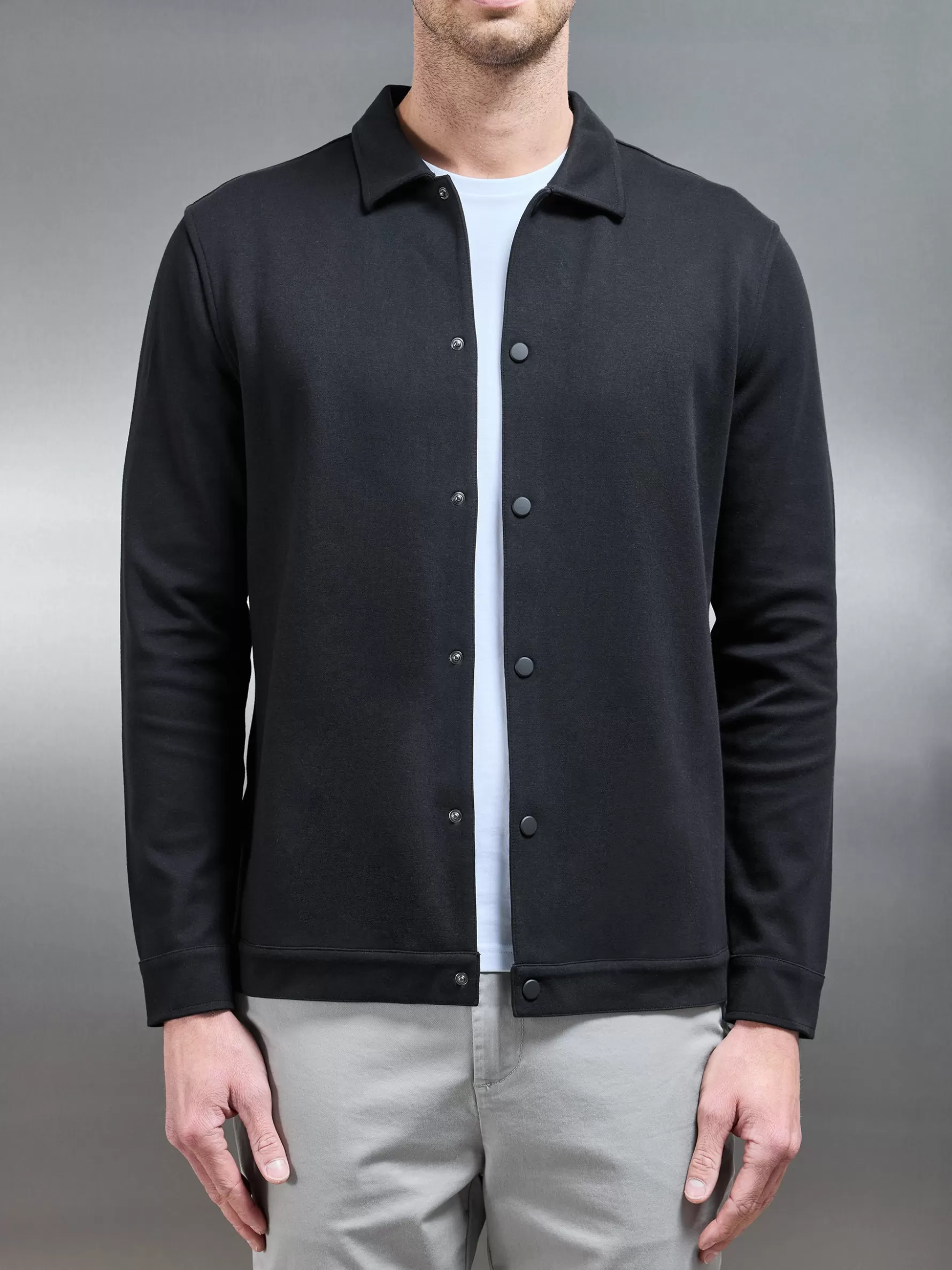 ARNE Cotton Jersey Popper Overshirt -