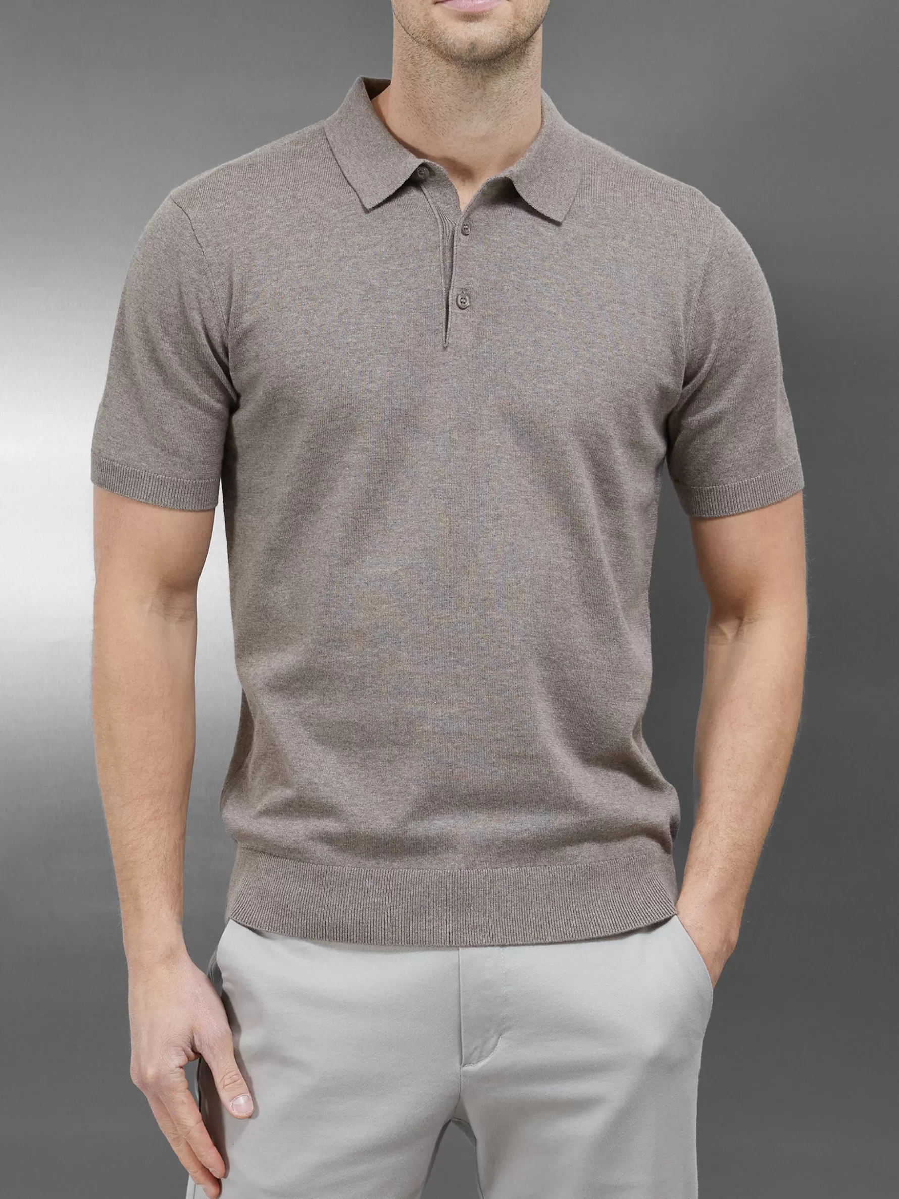 ARNE Cotton Knitted Button Polo Shirt -