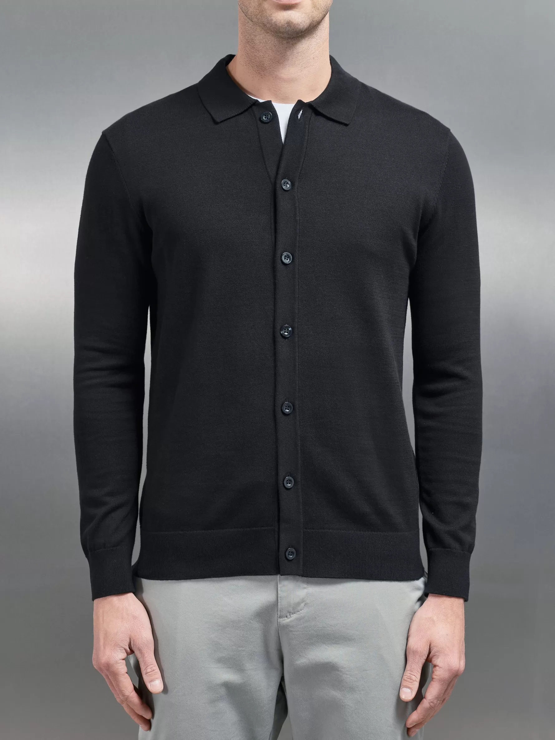 ARNE Cotton Knitted Button Through Shirt -