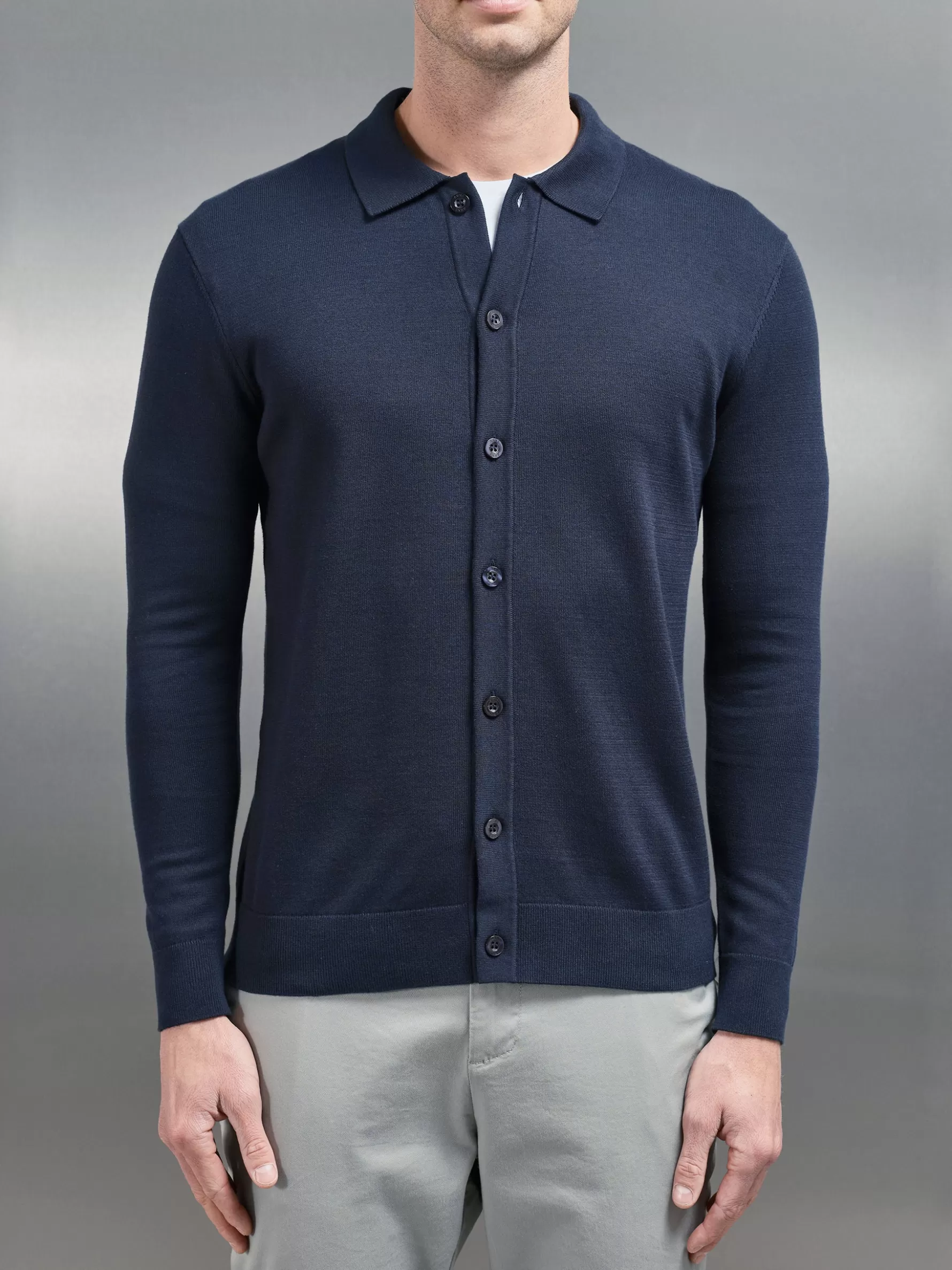 ARNE Cotton Knitted Button Through Shirt -