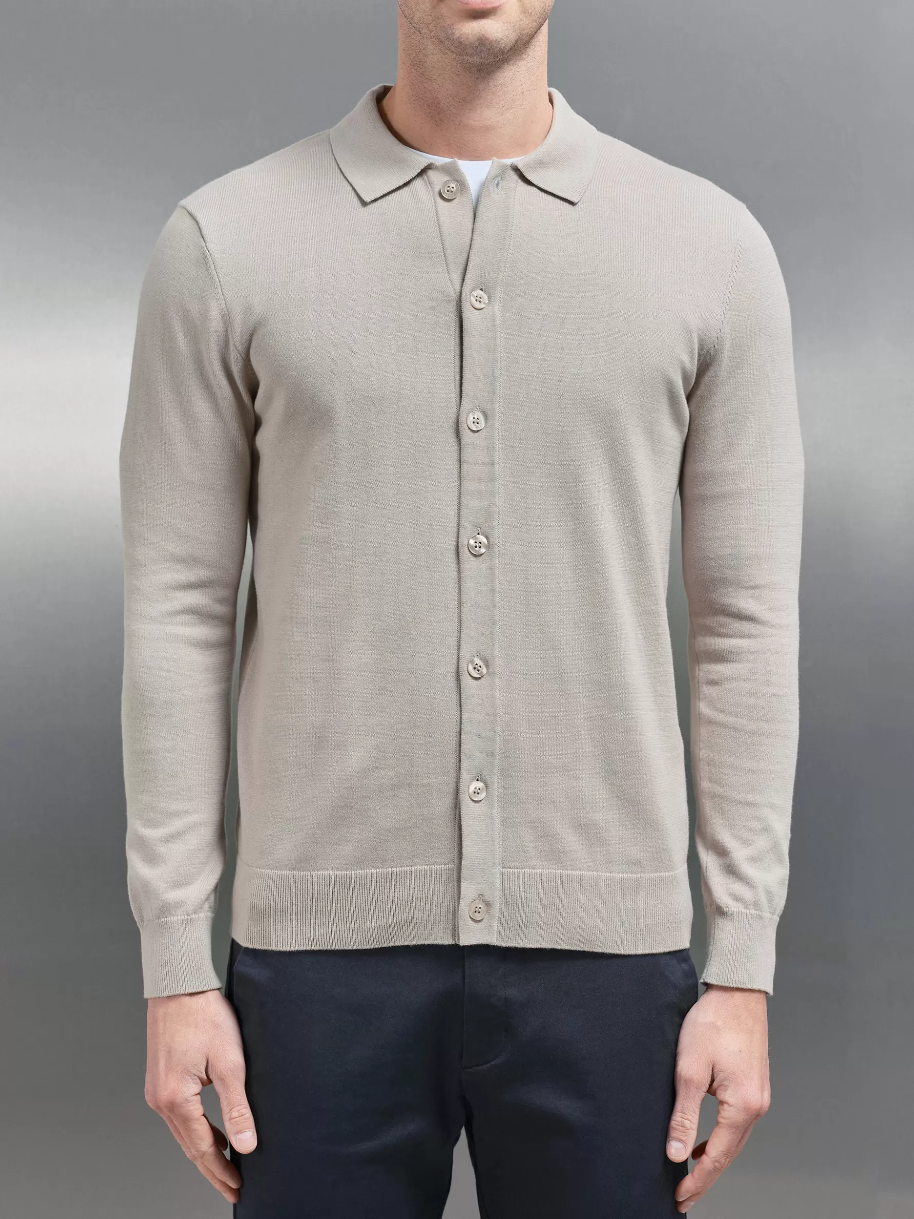 ARNE Cotton Knitted Button Through Shirt -