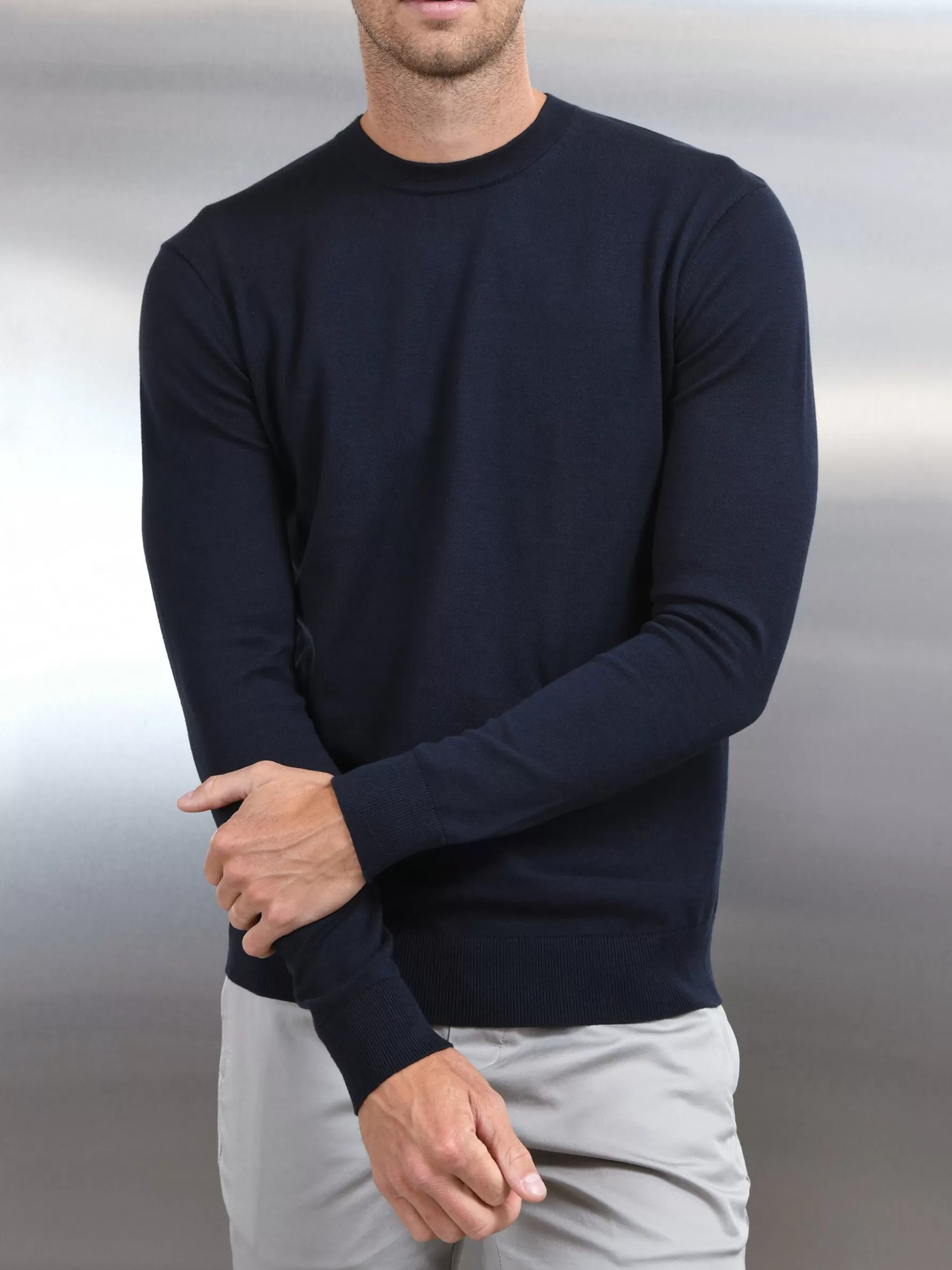 ARNE Cotton Knitted Crew Neck Sweatshirt -