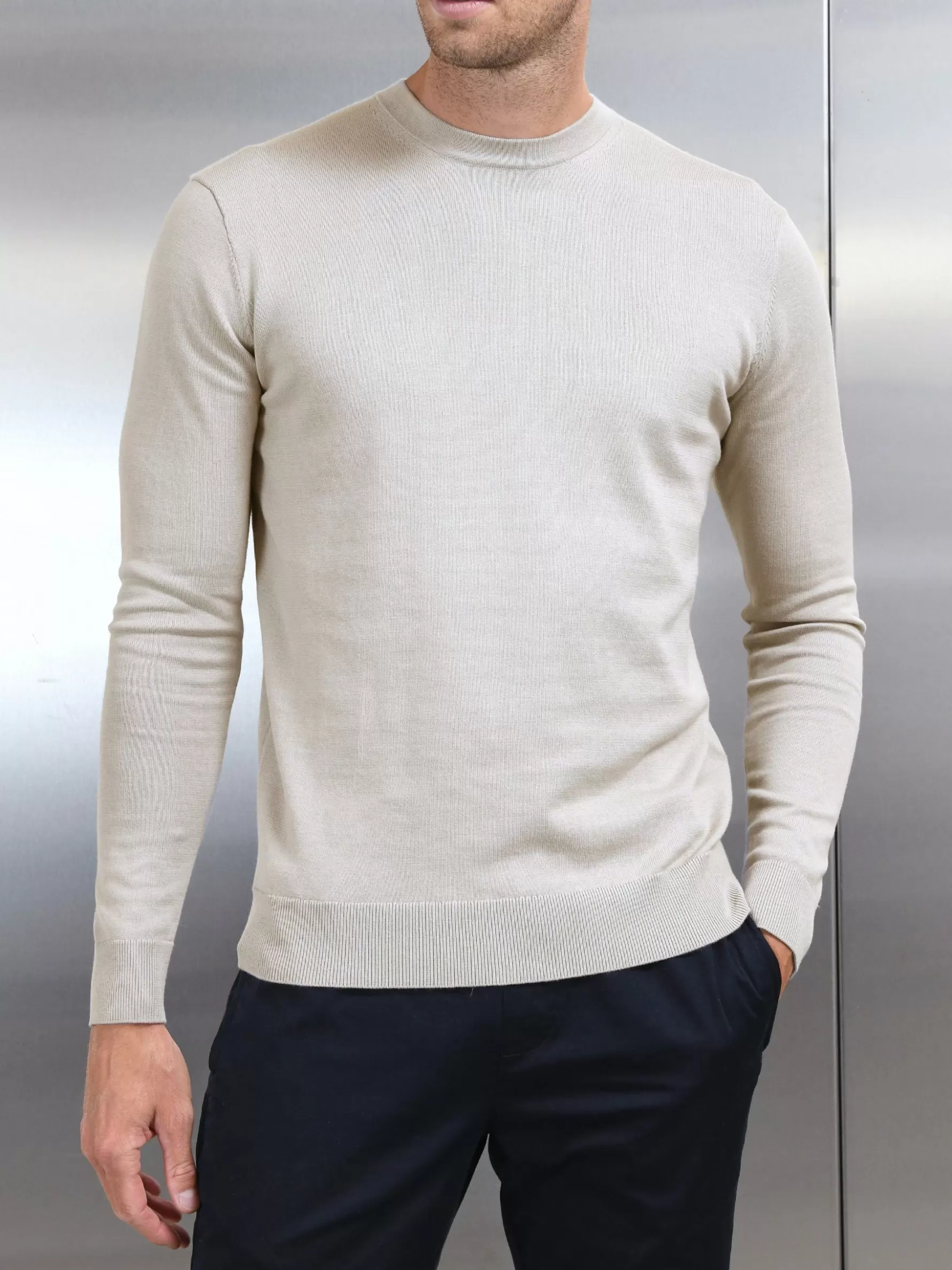 ARNE Cotton Knitted Crew Neck Sweatshirt -