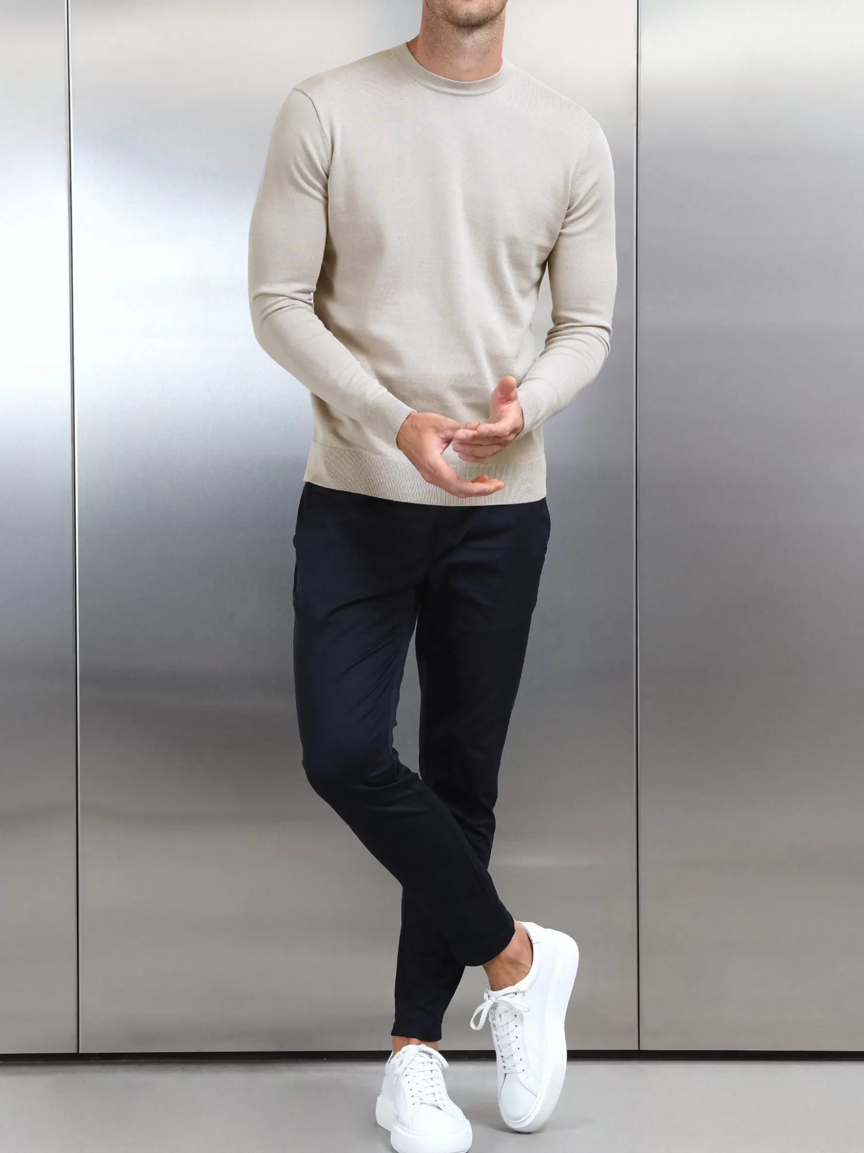 ARNE Cotton Knitted Crew Neck Sweatshirt -