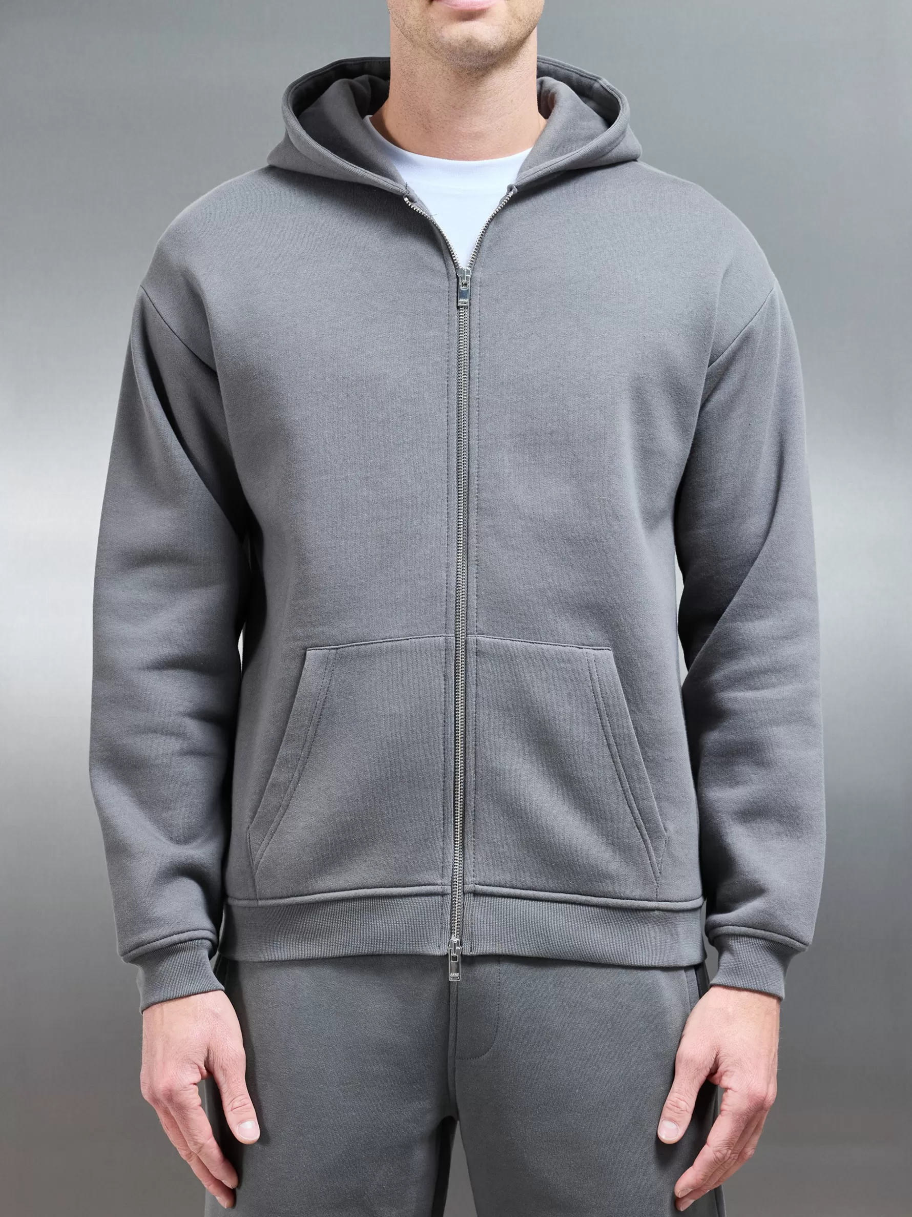 ARNE Essential Relaxed Fit Zip Through Hoodie -