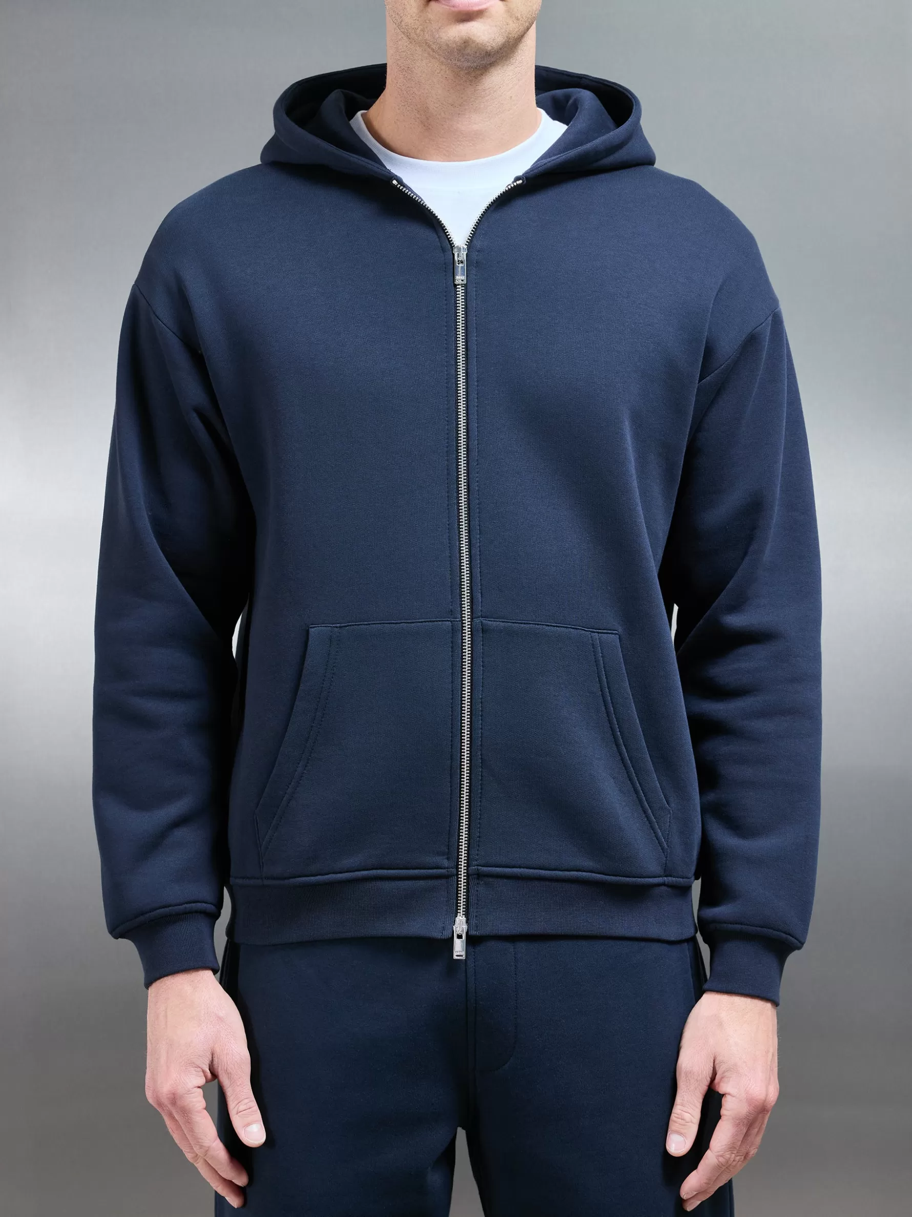 ARNE Essential Relaxed Fit Zip Through Hoodie -