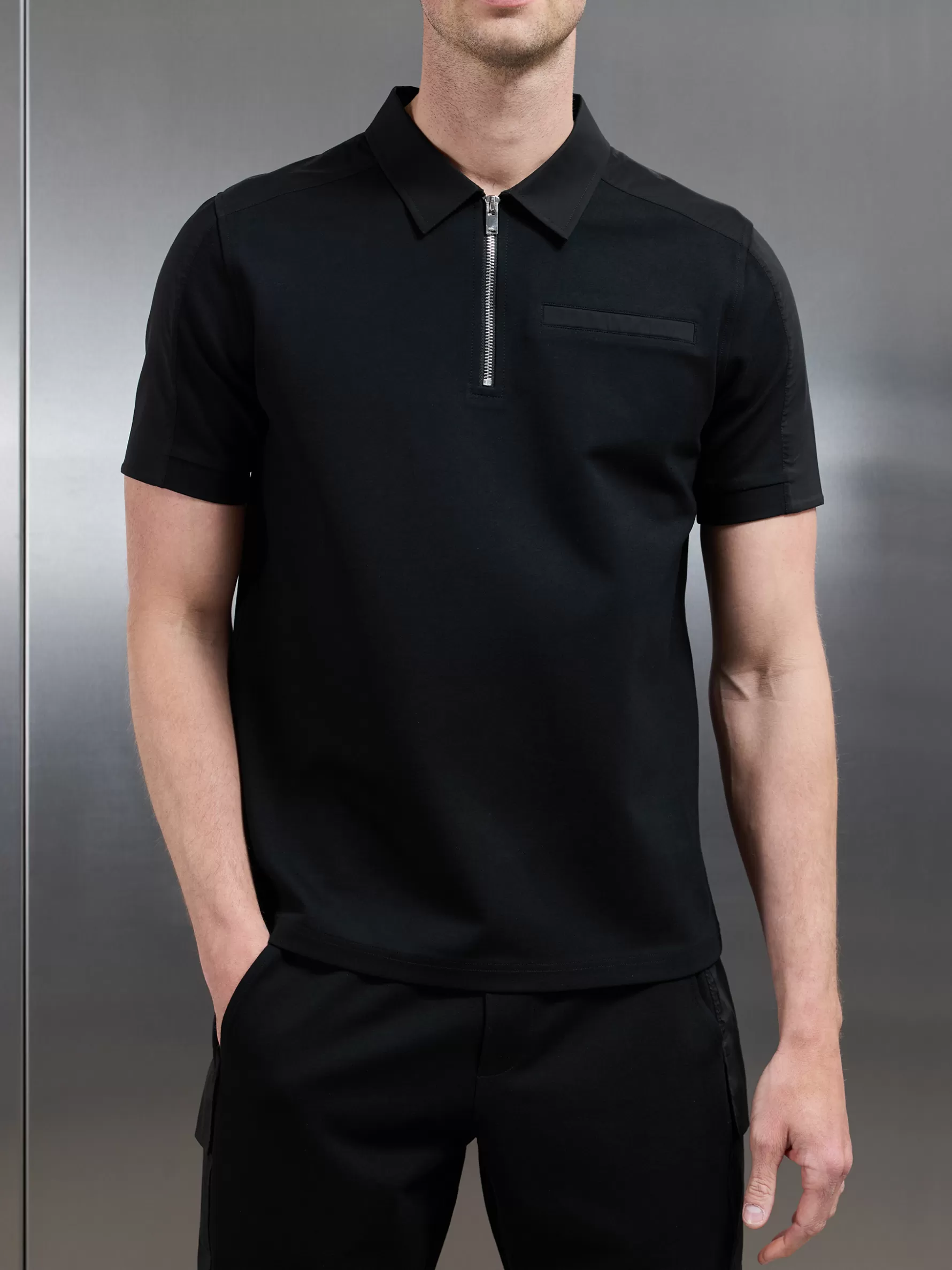 ARNE Hybrid Cargo Zip Polo Shirt -