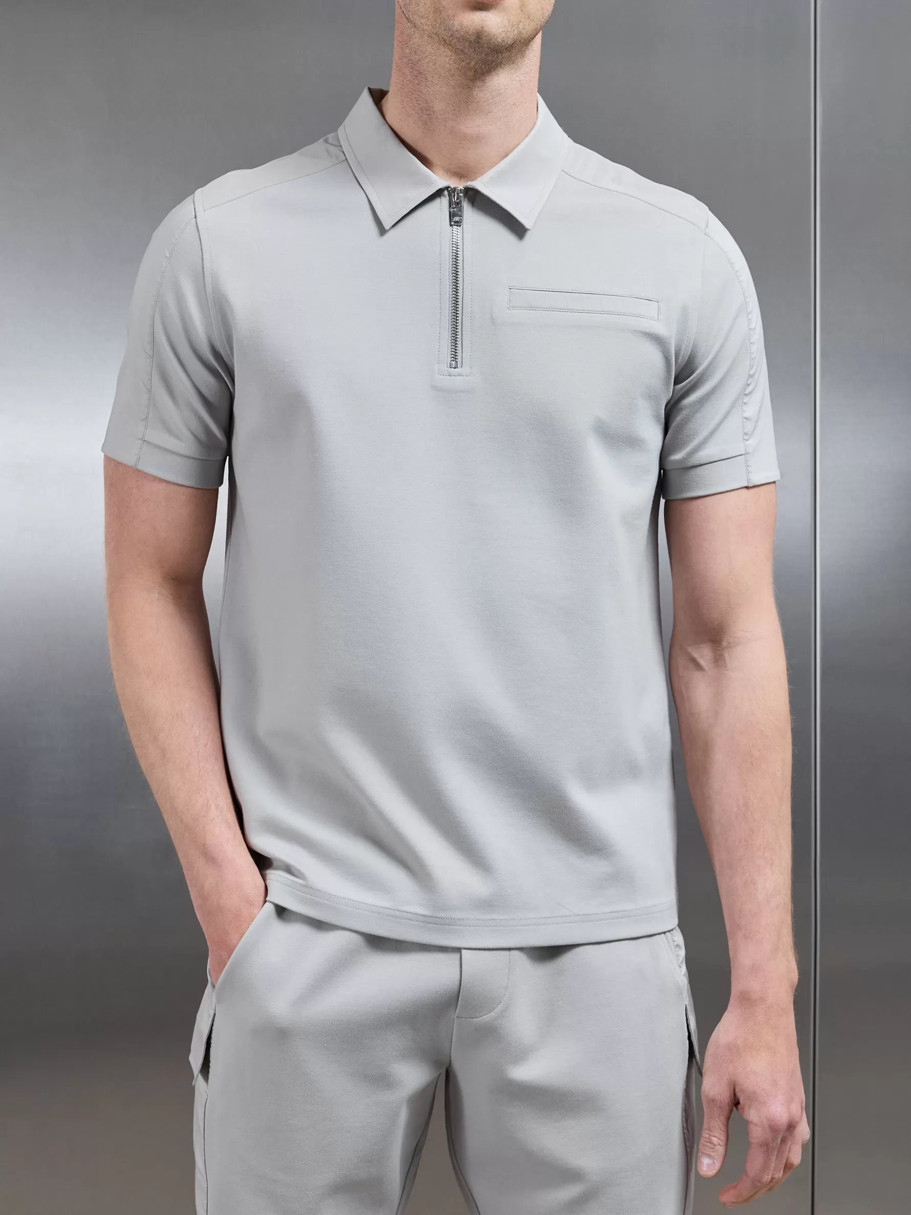 ARNE Hybrid Cargo Zip Polo Shirt -