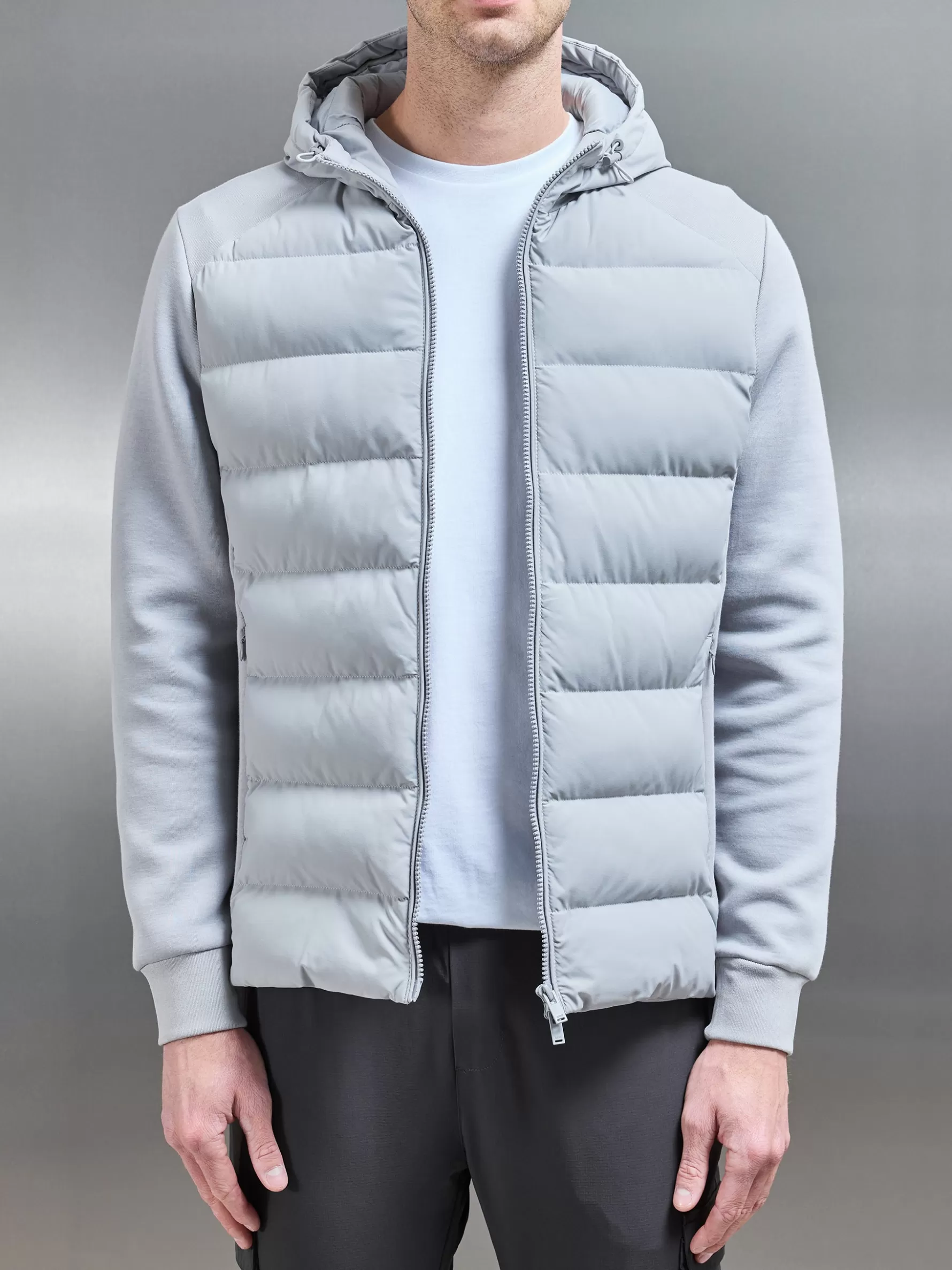 ARNE Hybrid Technical Puffer Windbreaker - Mid Grey