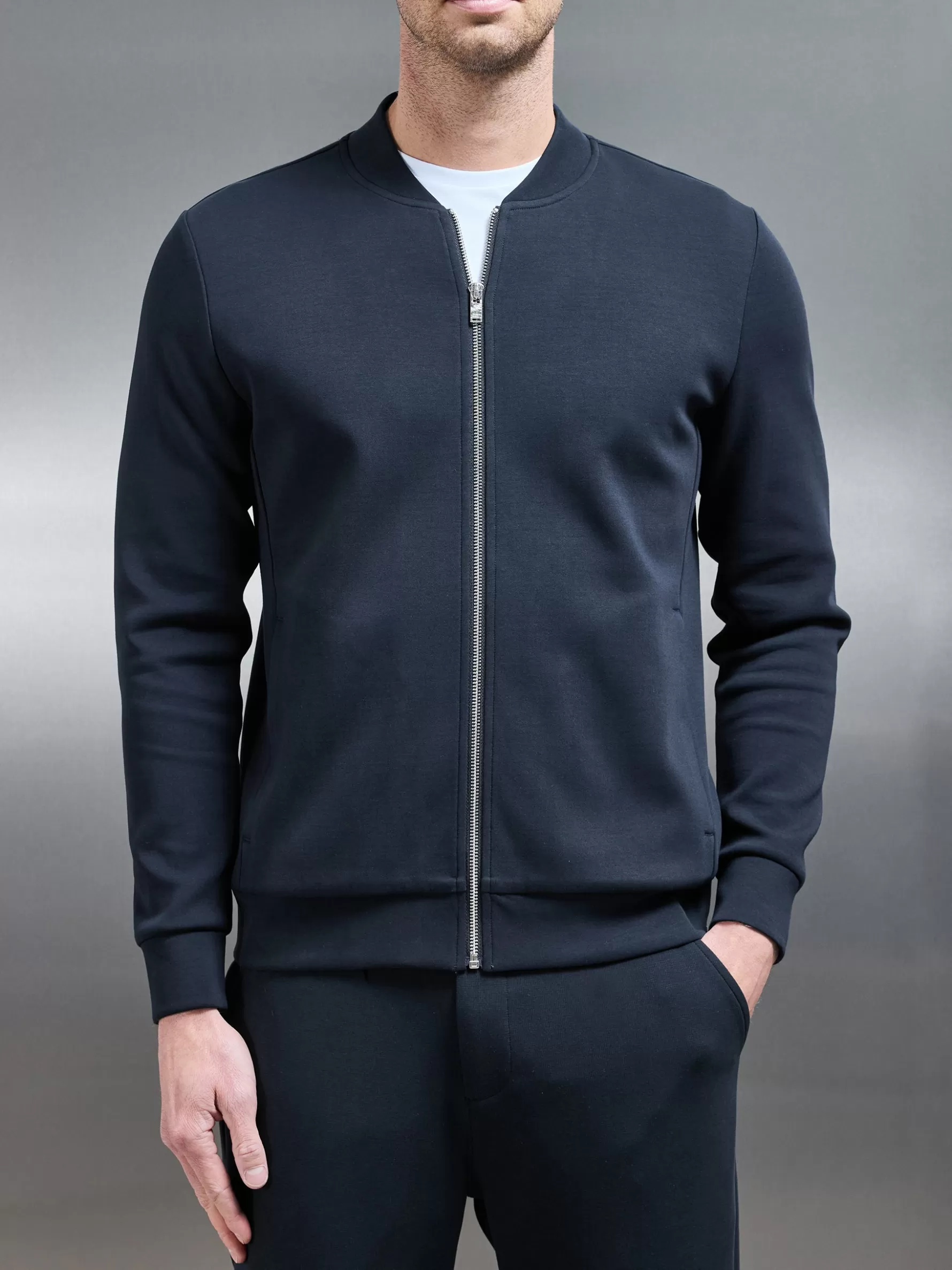 ARNE Interlock Jersey Bomber Jacket -