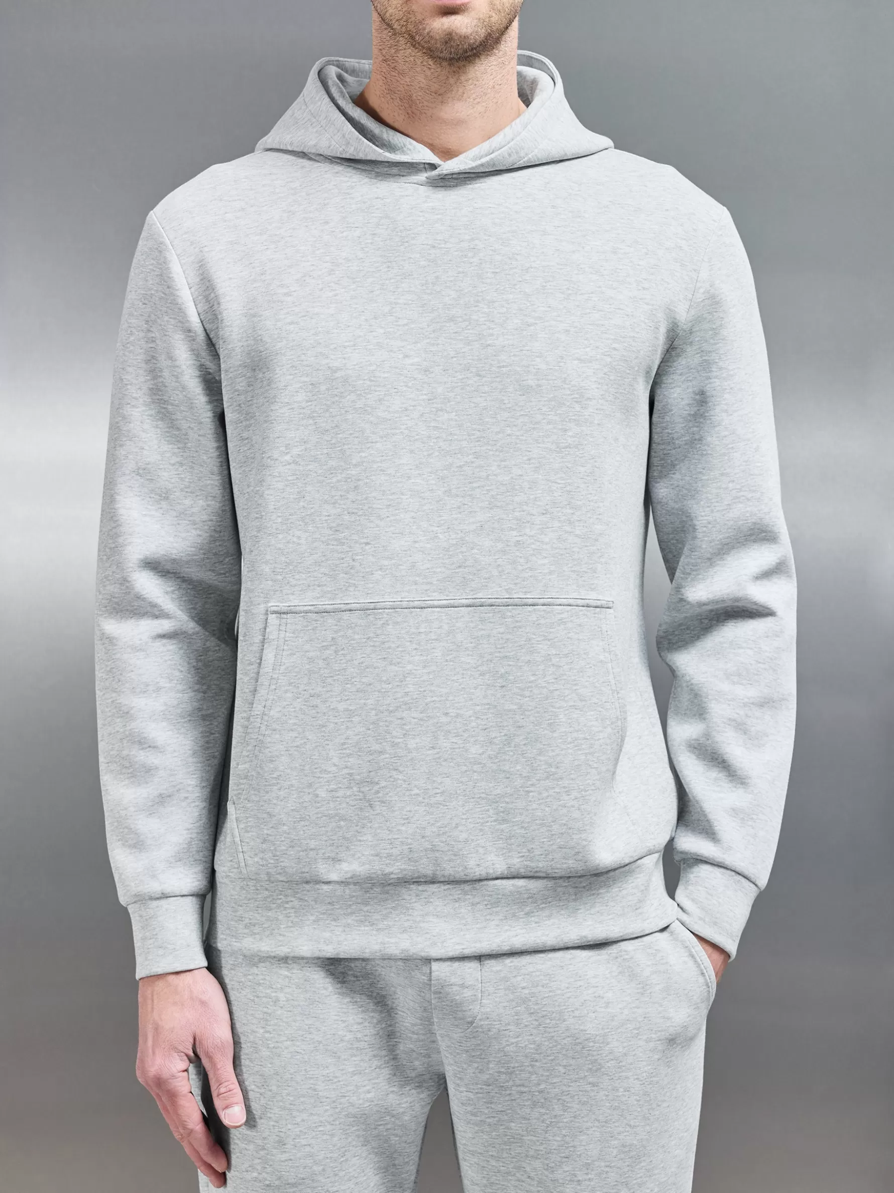 ARNE Interlock Jersey Essential Hoodie - Marl Grey