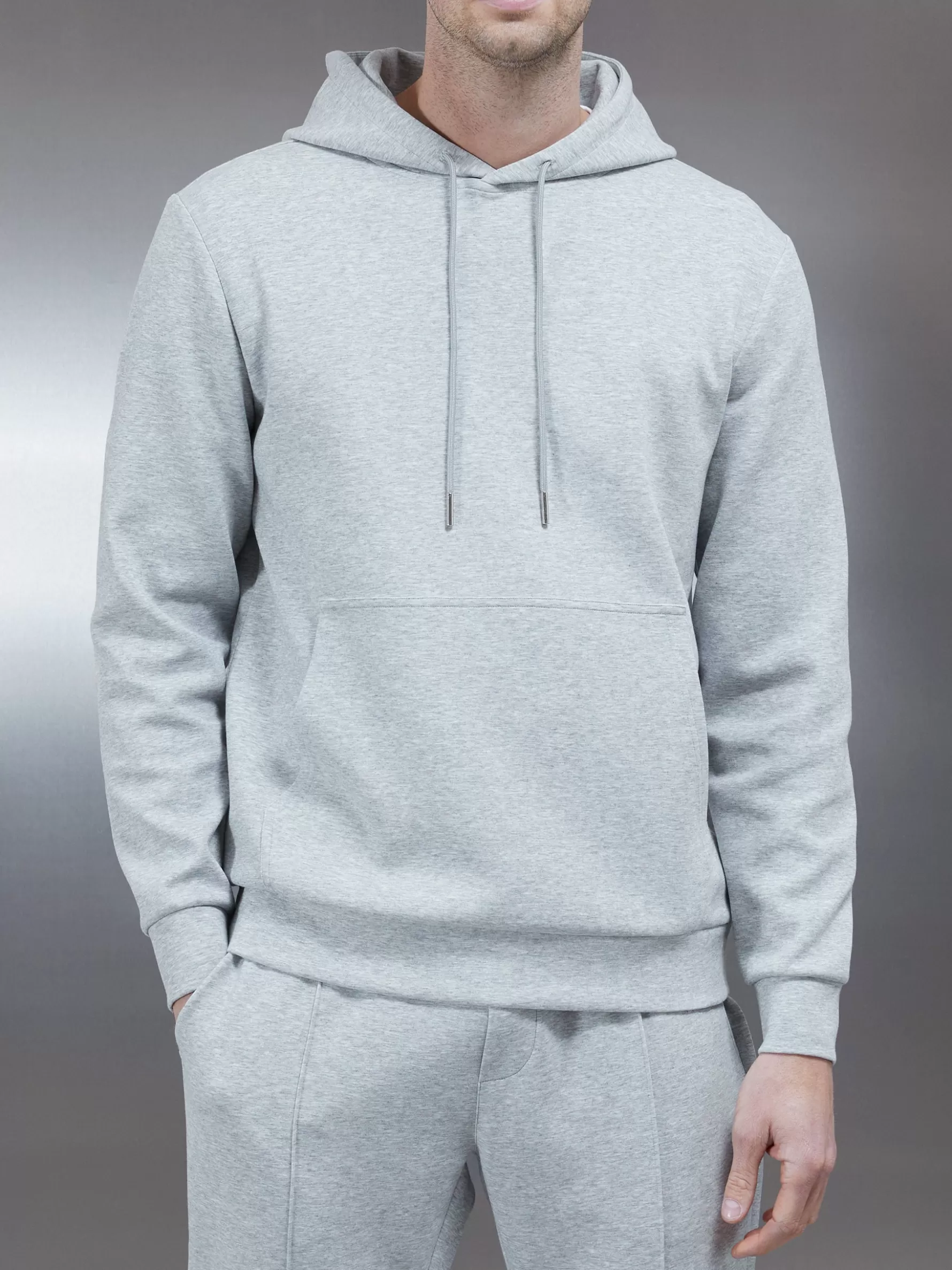 ARNE Interlock Jersey Hoodie - Marl Grey