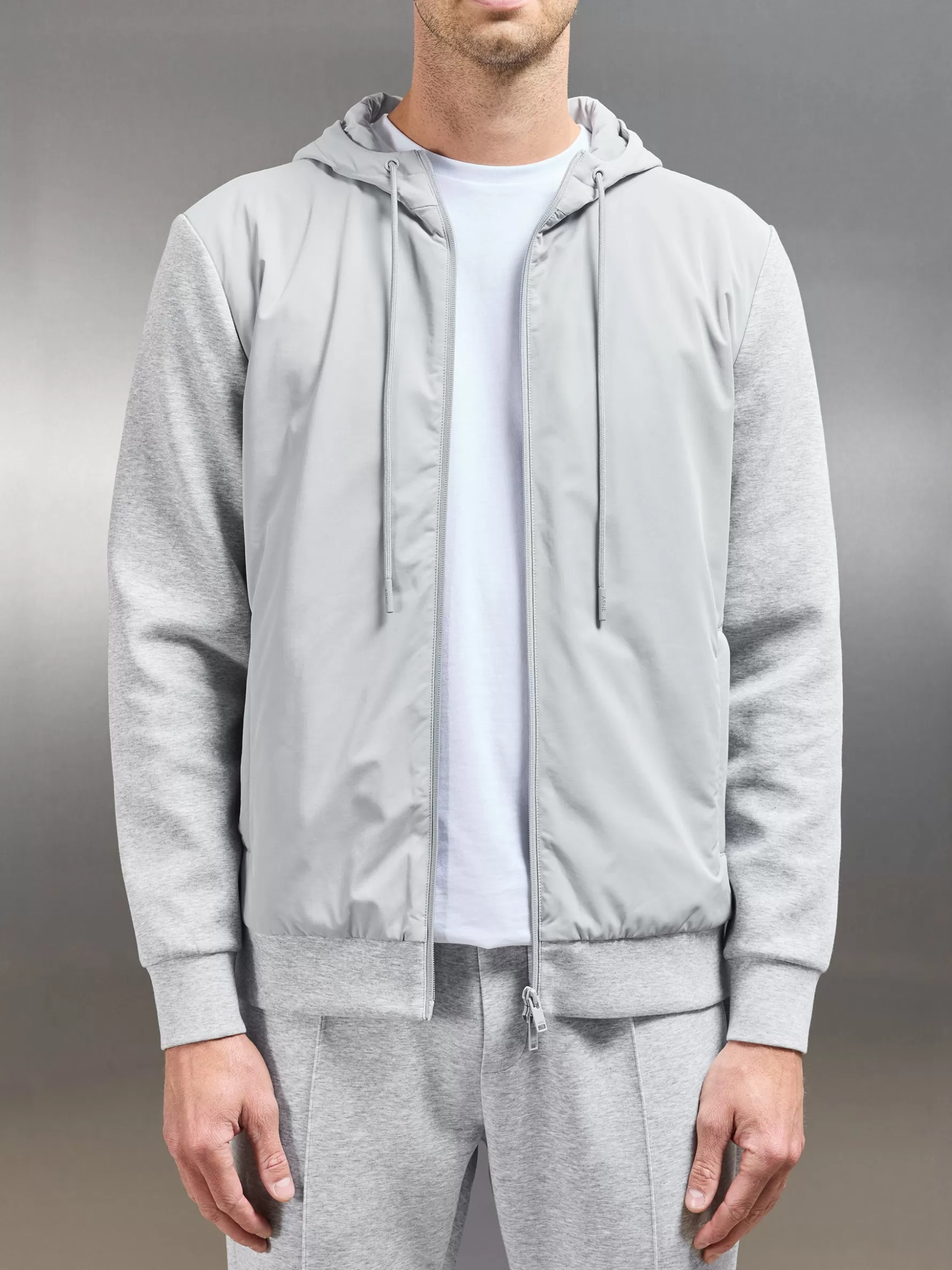 ARNE Interlock Jersey Hybrid Windbreaker - Marl Grey