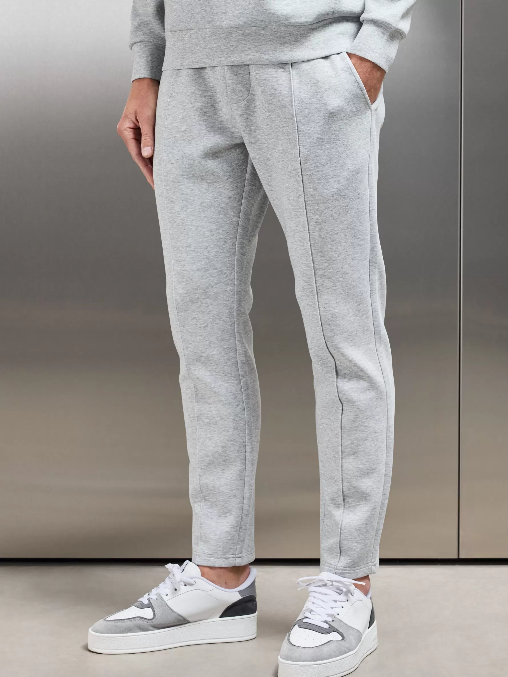 ARNE Interlock Jersey Tapered Jogger - Marl Grey