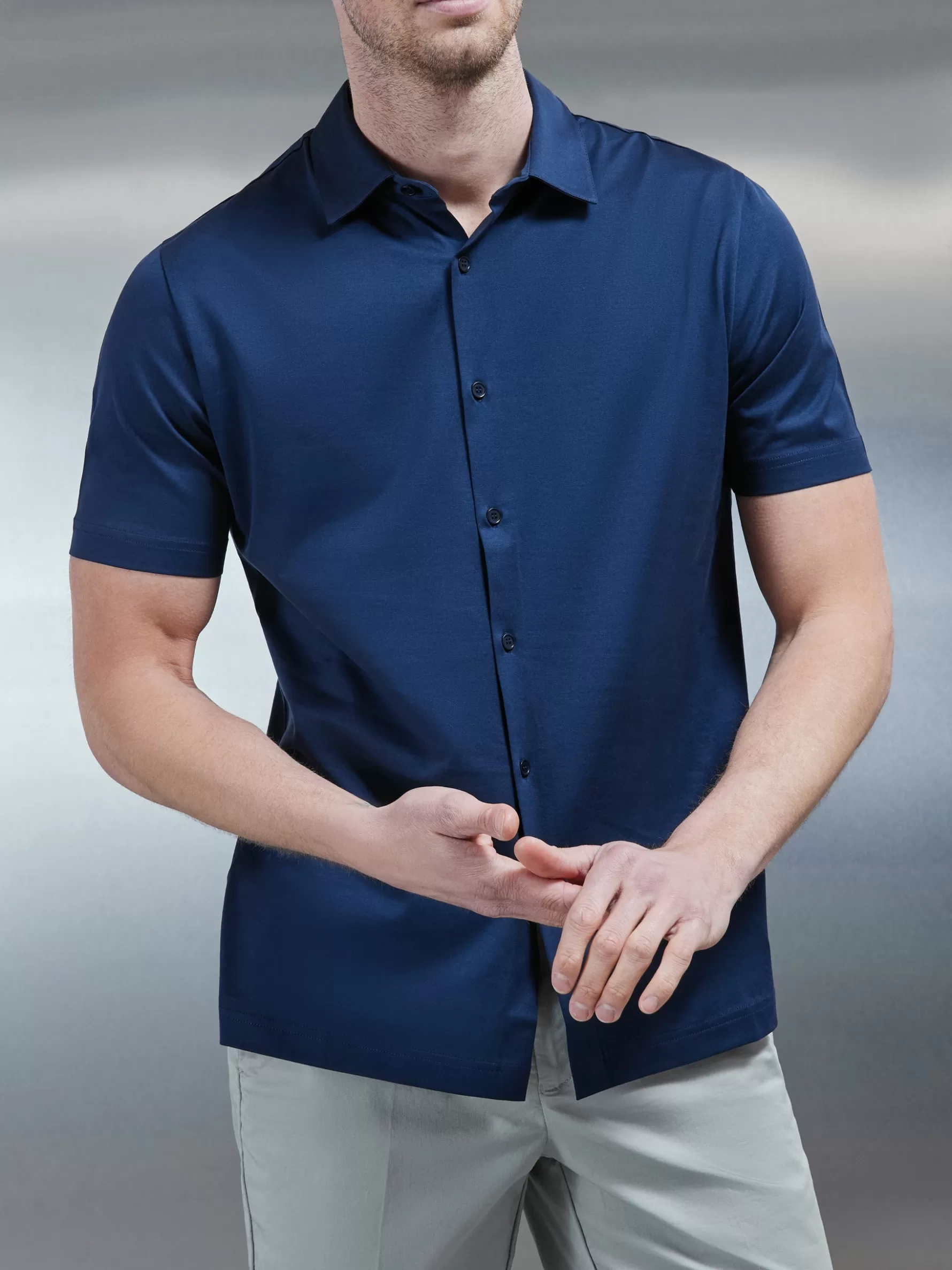 ARNE Mercerised Cotton Short Sleeve Shirt -