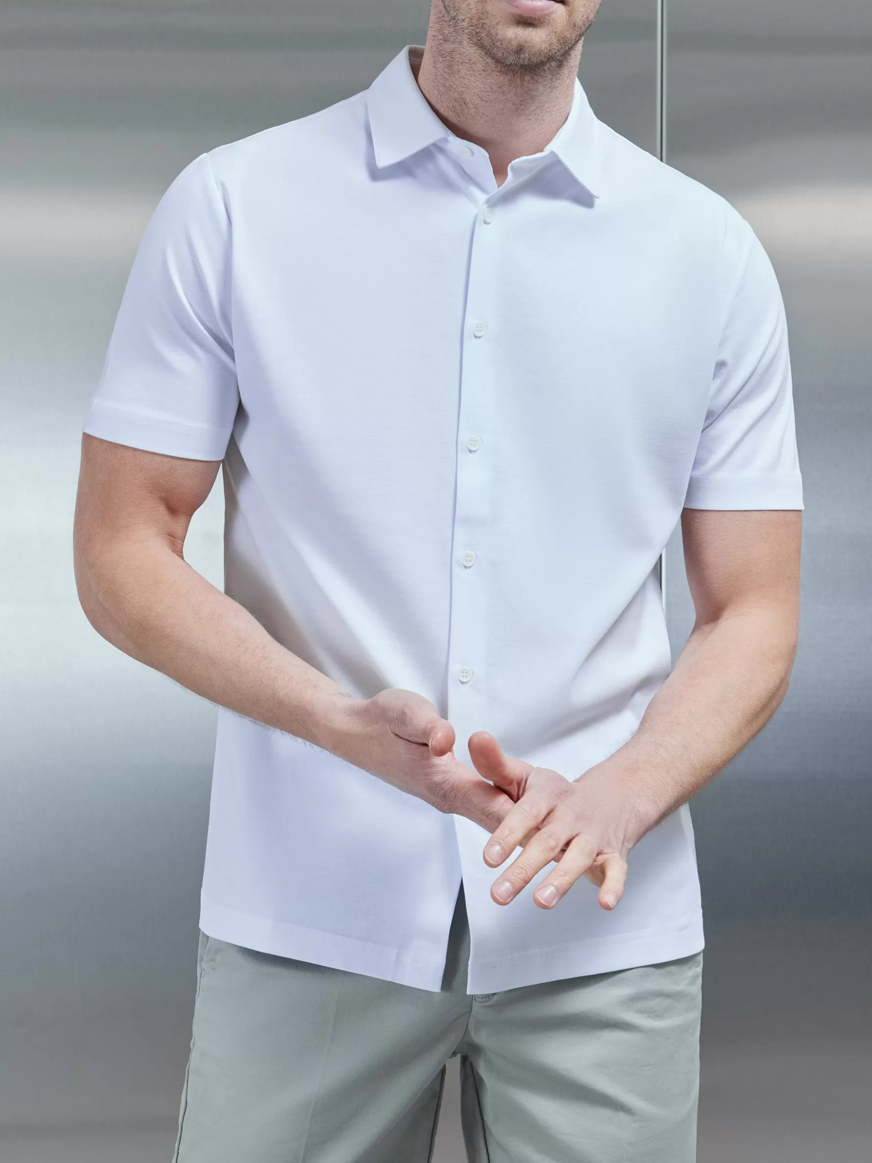 ARNE Mercerised Cotton Short Sleeve Shirt -