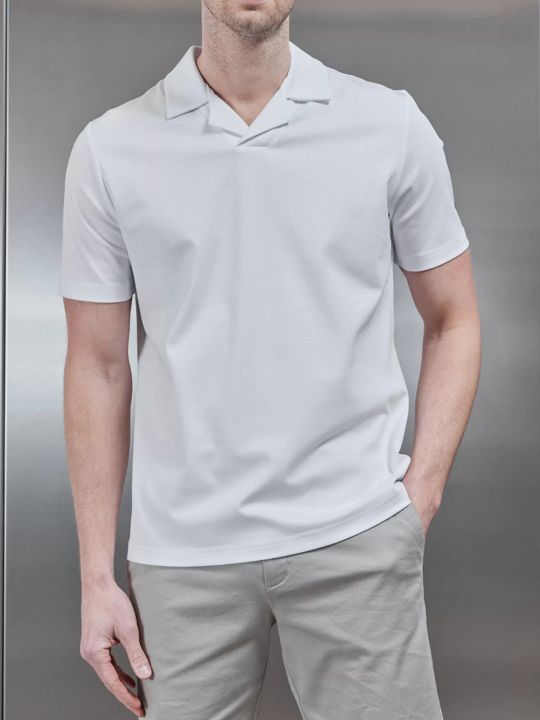 ARNE Mercerised Interlock Revere Collar Polo Shirt -