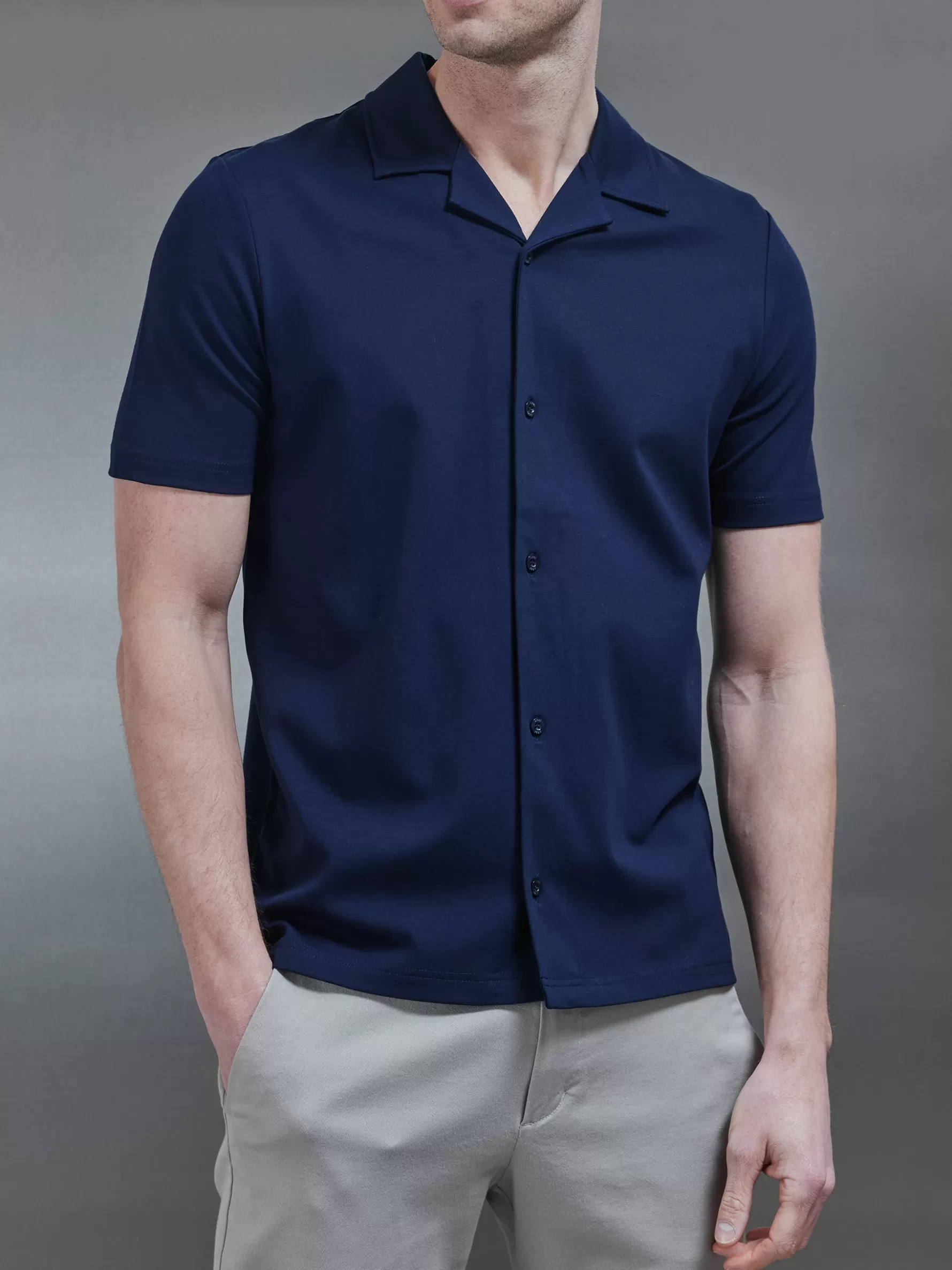 ARNE Mercerised Interlock Revere Collar Shirt -