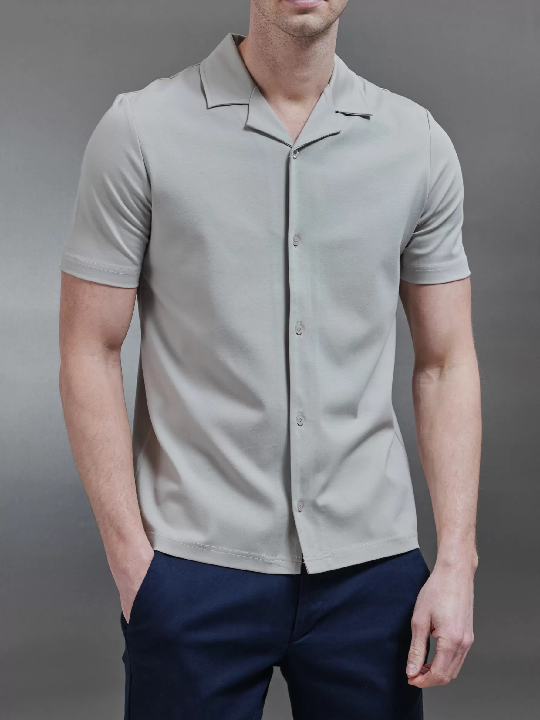 ARNE Mercerised Interlock Revere Collar Shirt -