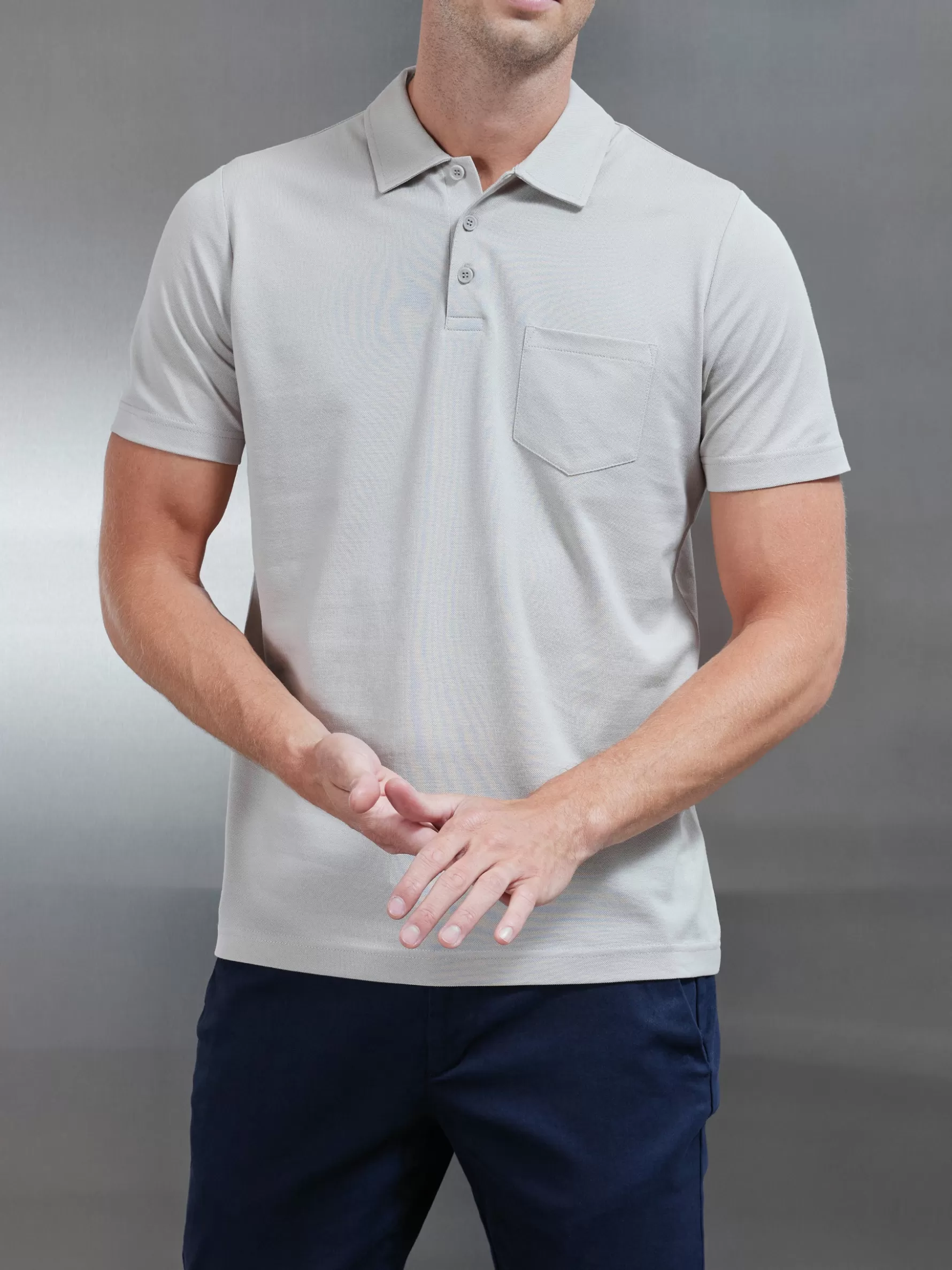 ARNE Mercerised Pique Button Polo Shirt -