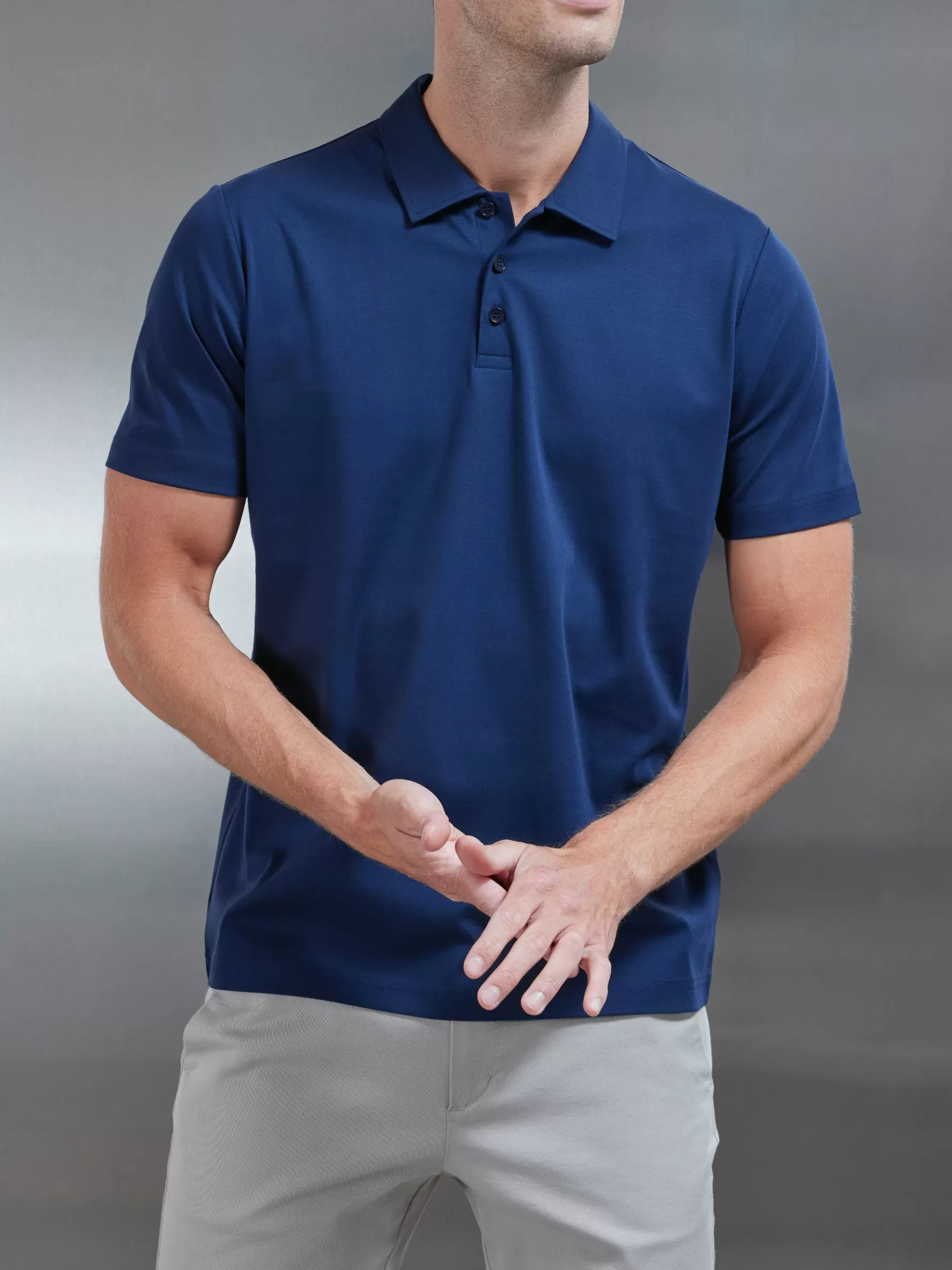 ARNE Mercerised Supima Cotton Button Polo Shirt -