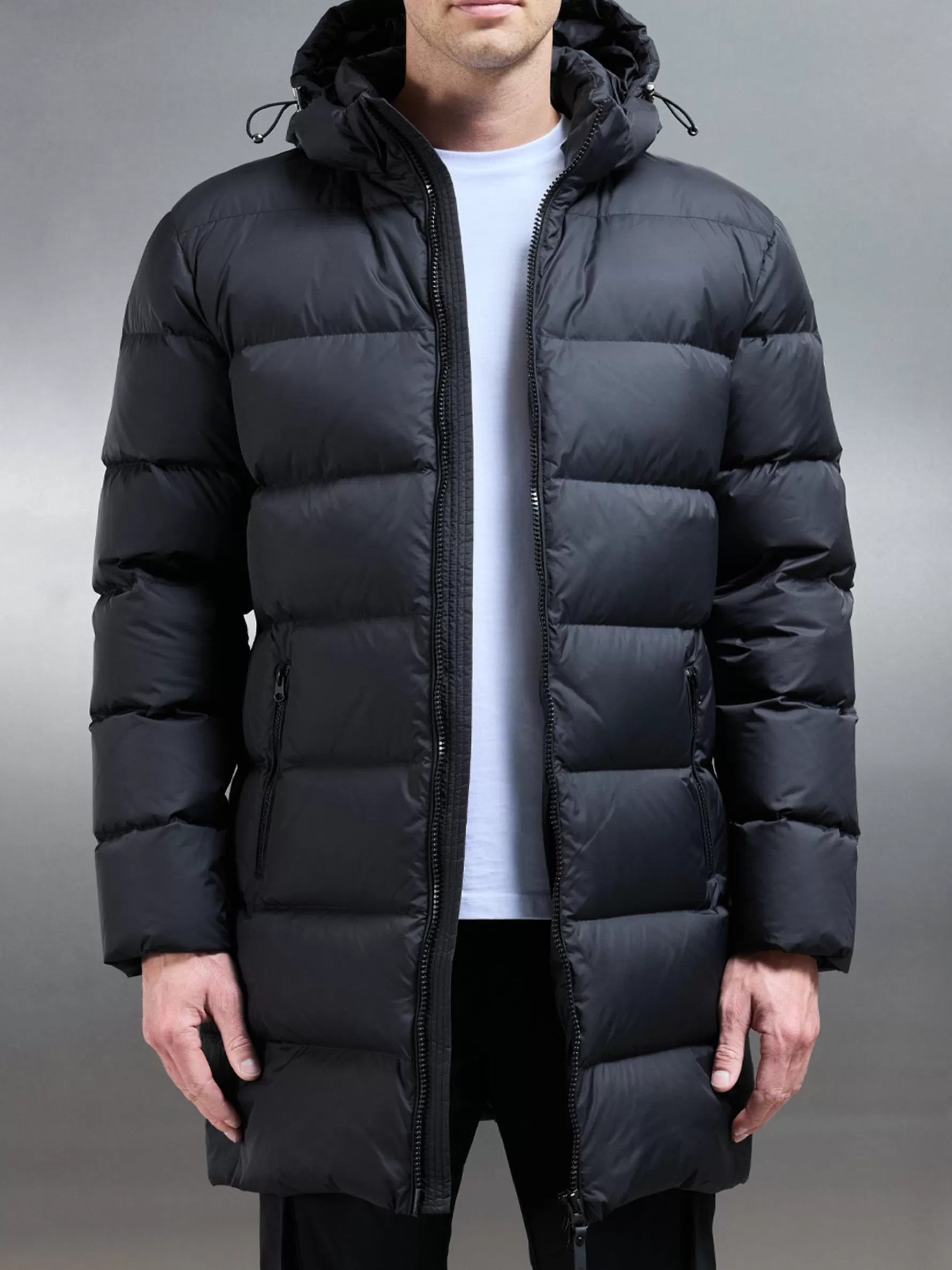 ARNE Mid Length Down Jacket - Midnight Black