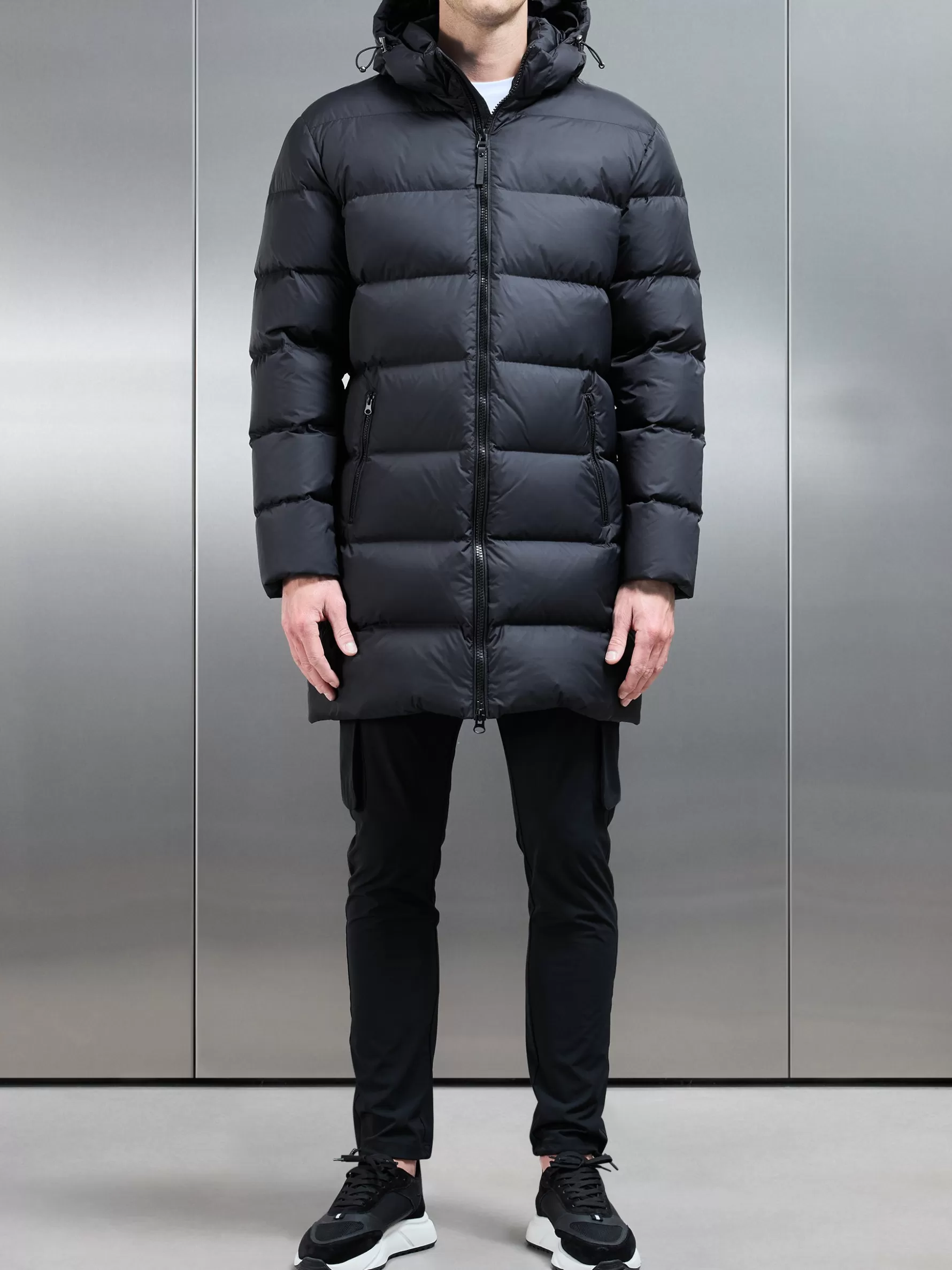 ARNE Mid Length Down Jacket - Midnight Black