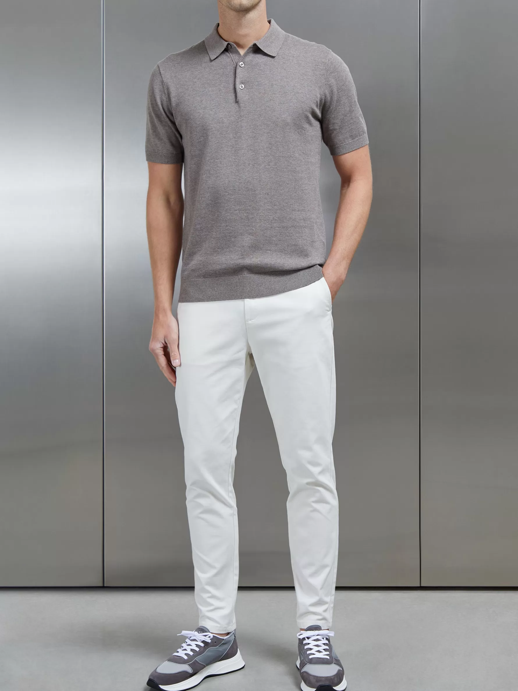 ARNE Mid Weight Tailored Chino Trouser - Off White