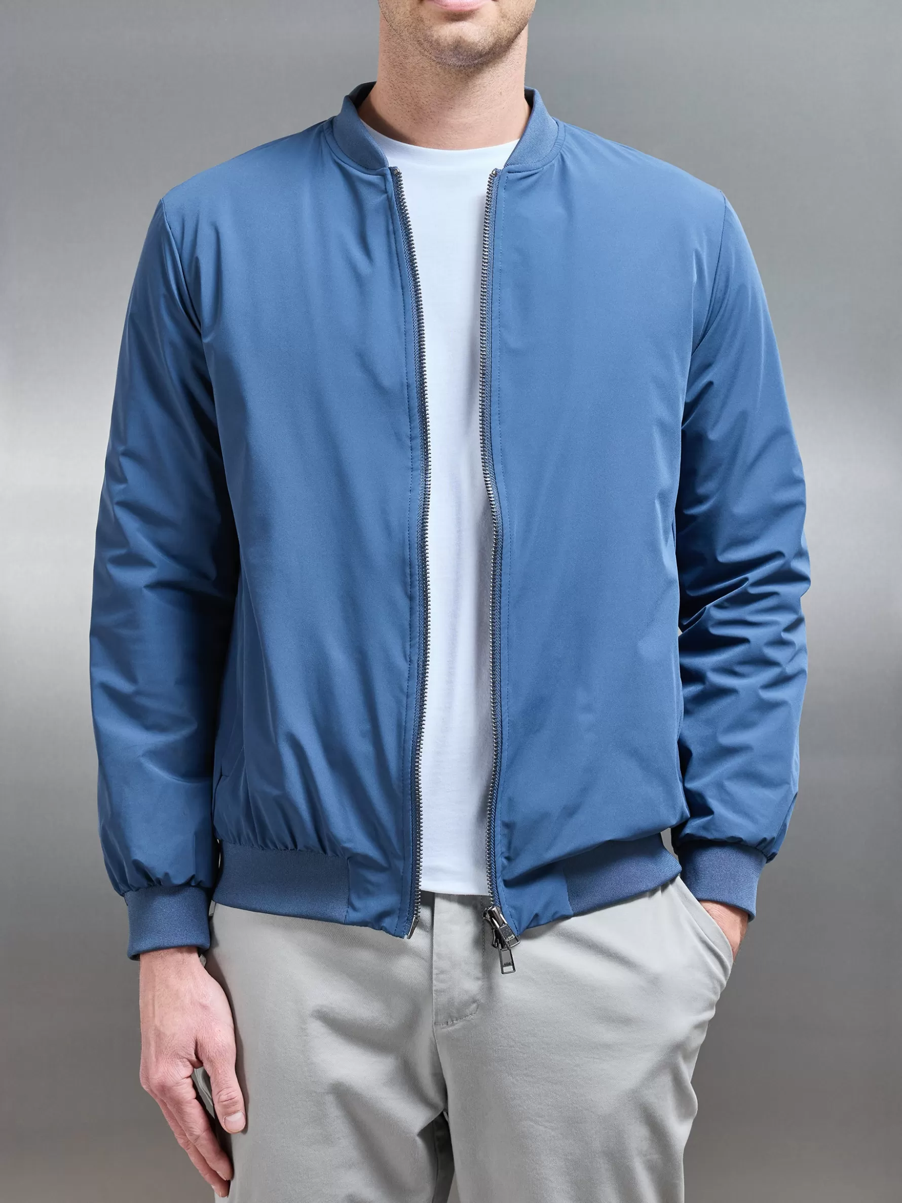 ARNE Nylon Padded Bomber Jacket - Air Force Blue