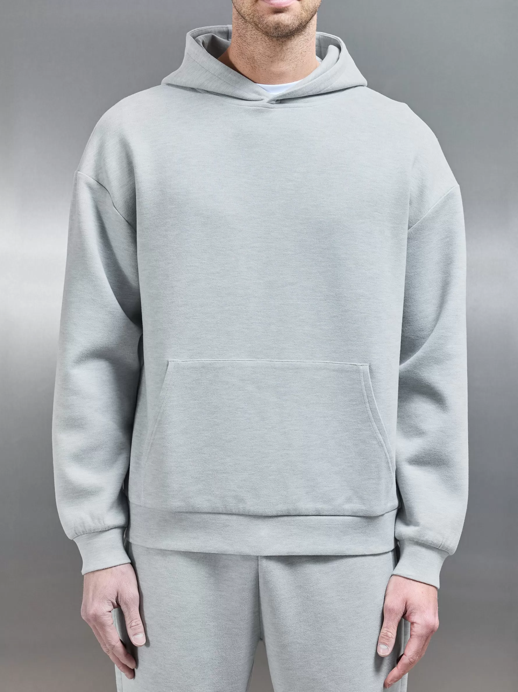 ARNE Relaxed Fit Knitted Hoodie - Marl Grey