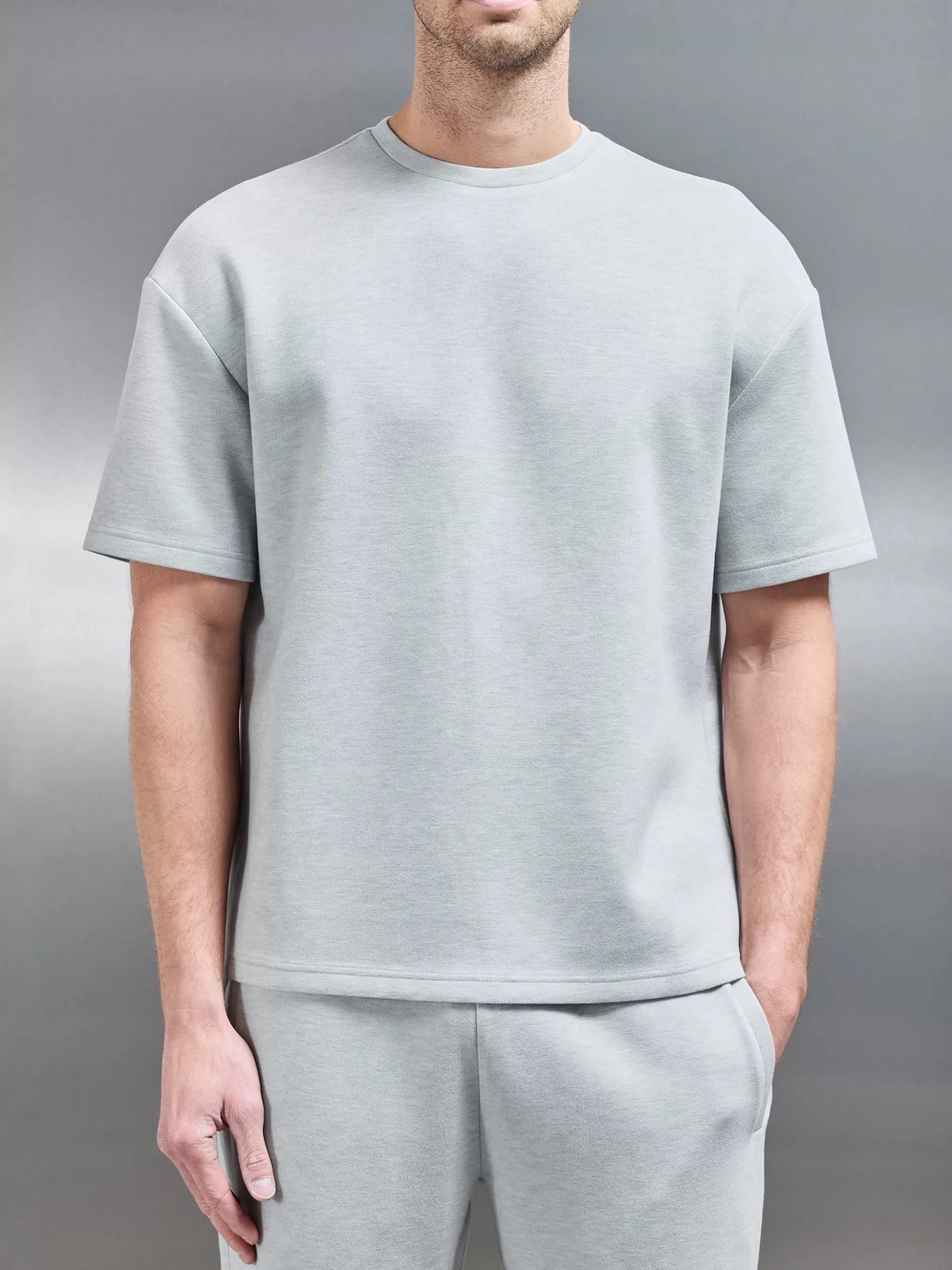 ARNE Relaxed Fit Knitted T-Shirt - Marl Grey