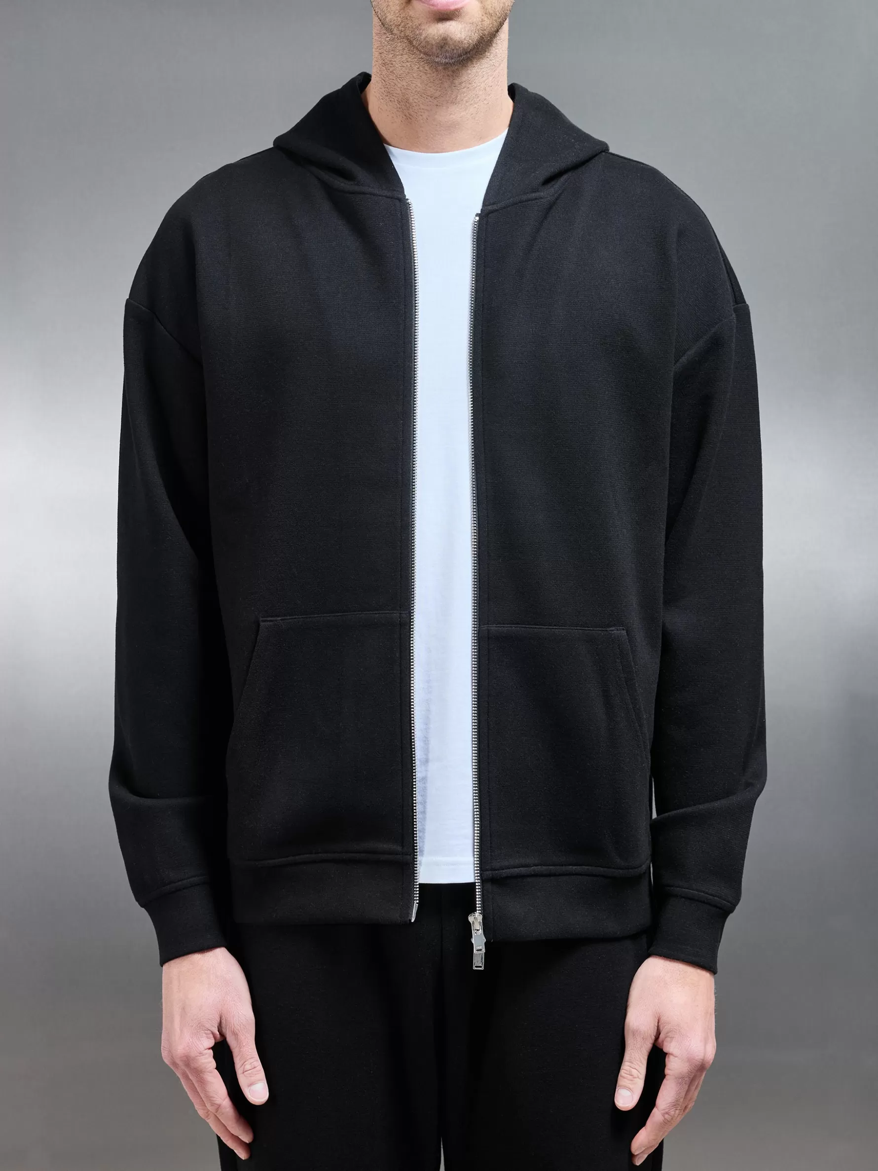 ARNE Relaxed Fit Knitted Zip Through Hoodie -