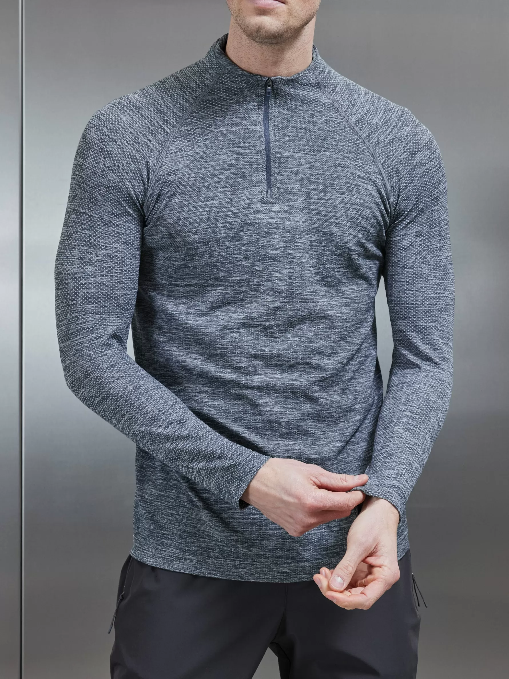 ARNE Seamless Performance Quarter Zip - Marl Grey