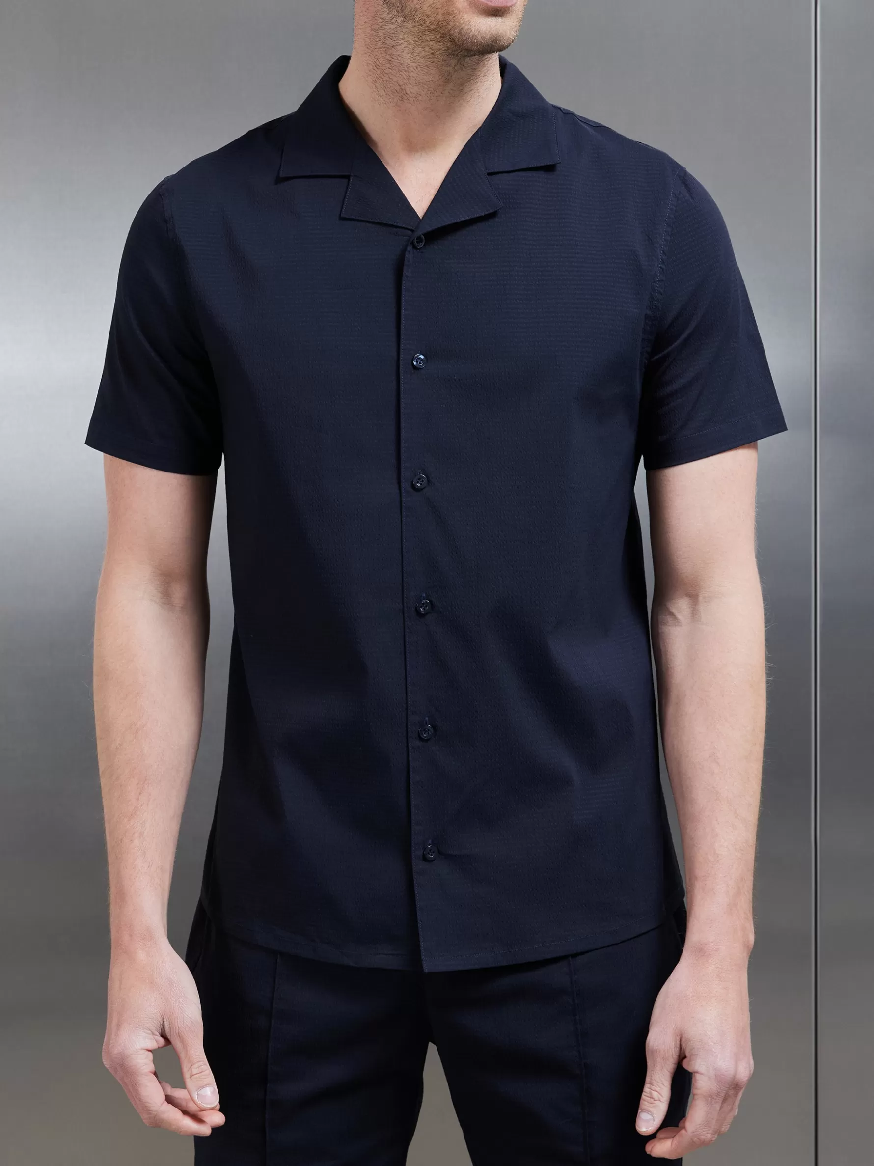 ARNE Seersucker Revere Collar Shirt -