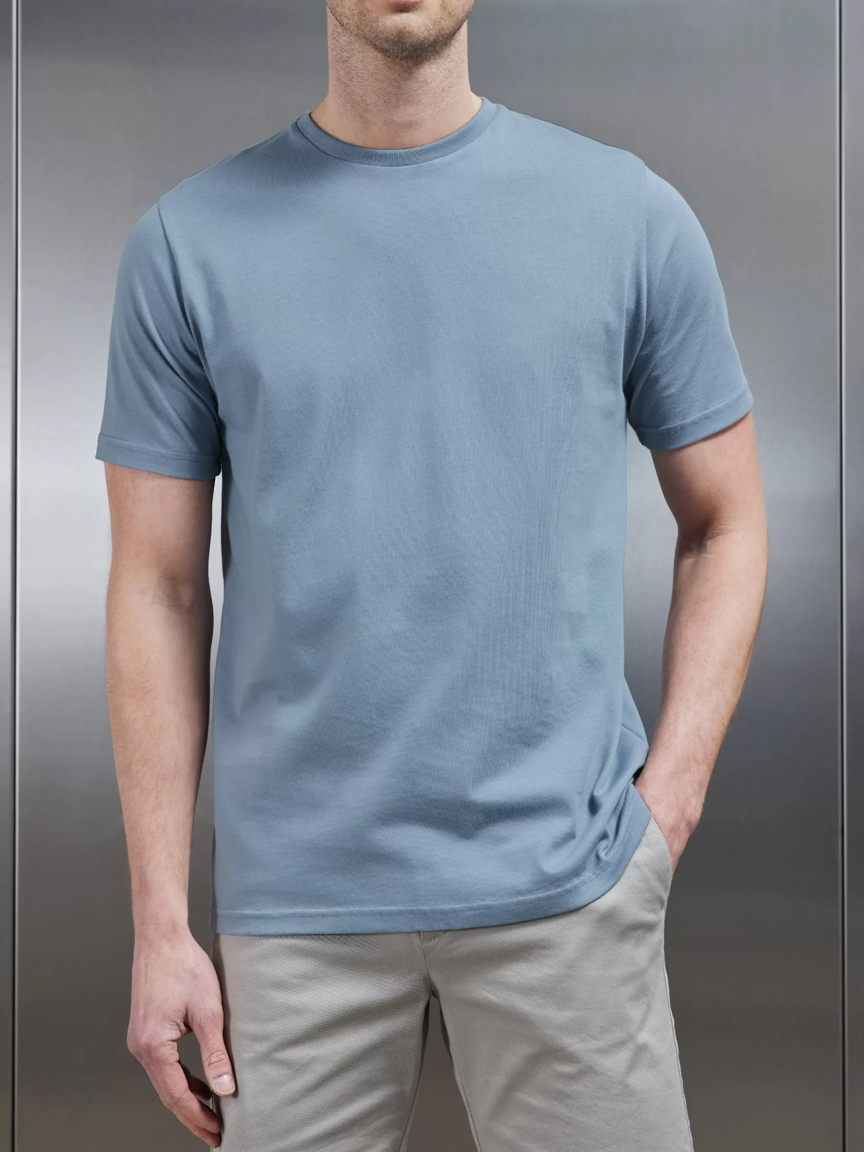 ARNE Slim Fit Cotton T-Shirt - Light Blue