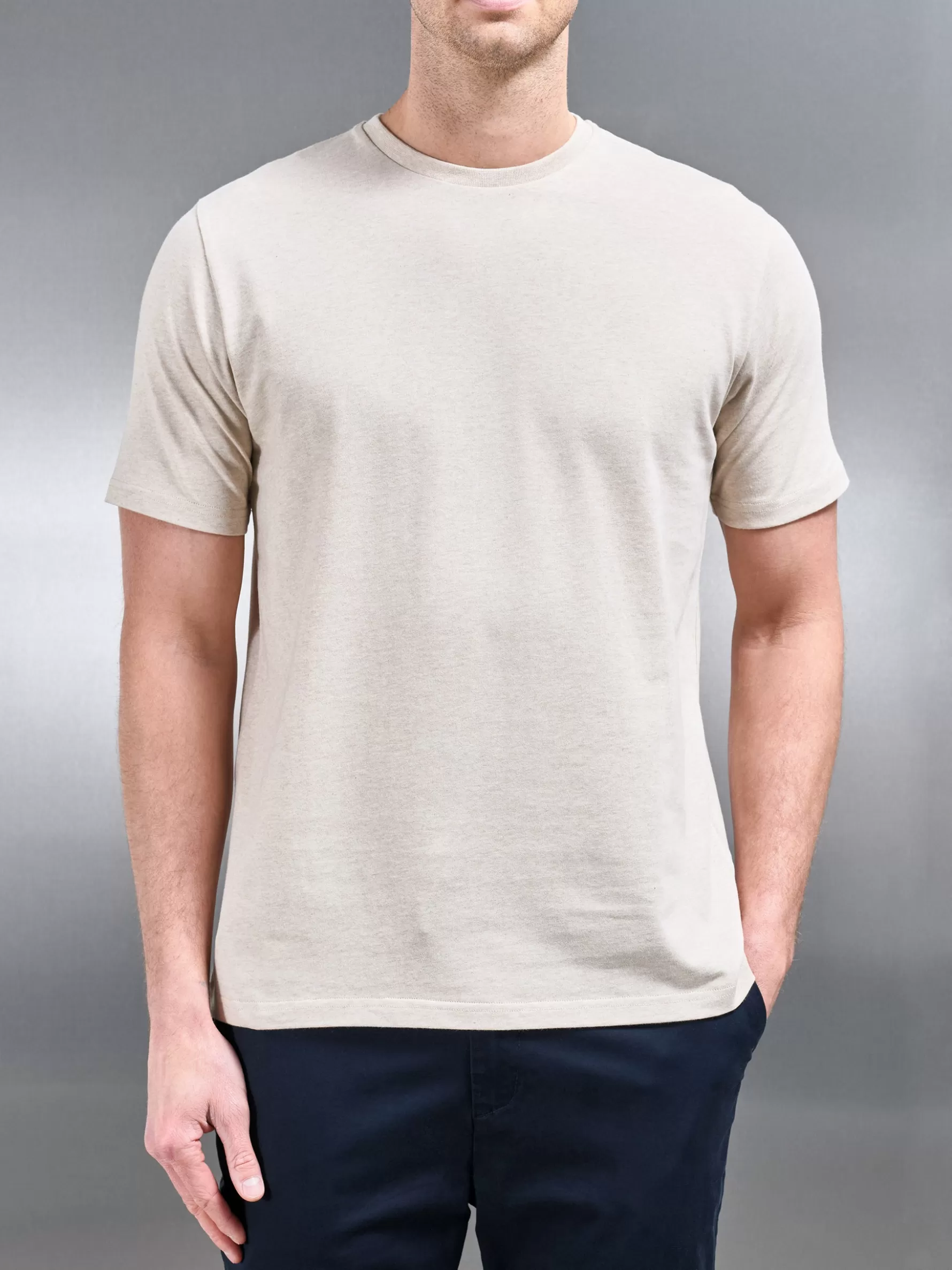 ARNE Slim Fit Cotton T-Shirt - Oatmeal Marl