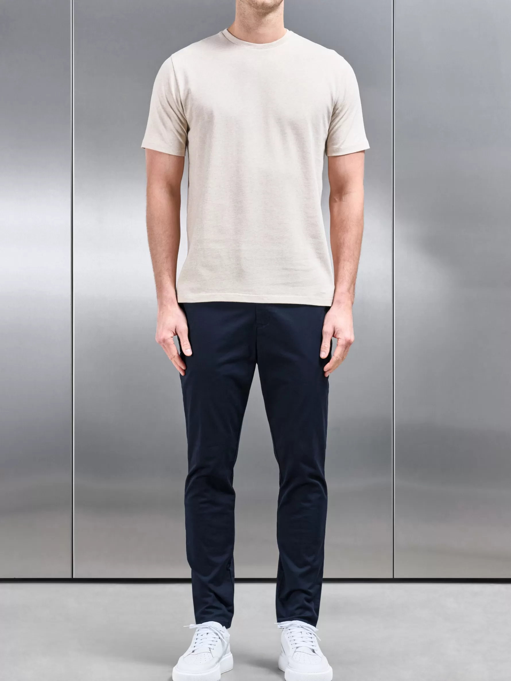 ARNE Slim Fit Cotton T-Shirt - Oatmeal Marl