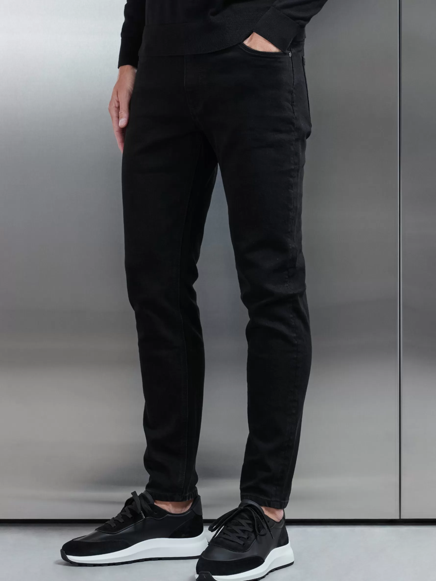 ARNE Slim Fit Denim Jeans - Solid Black