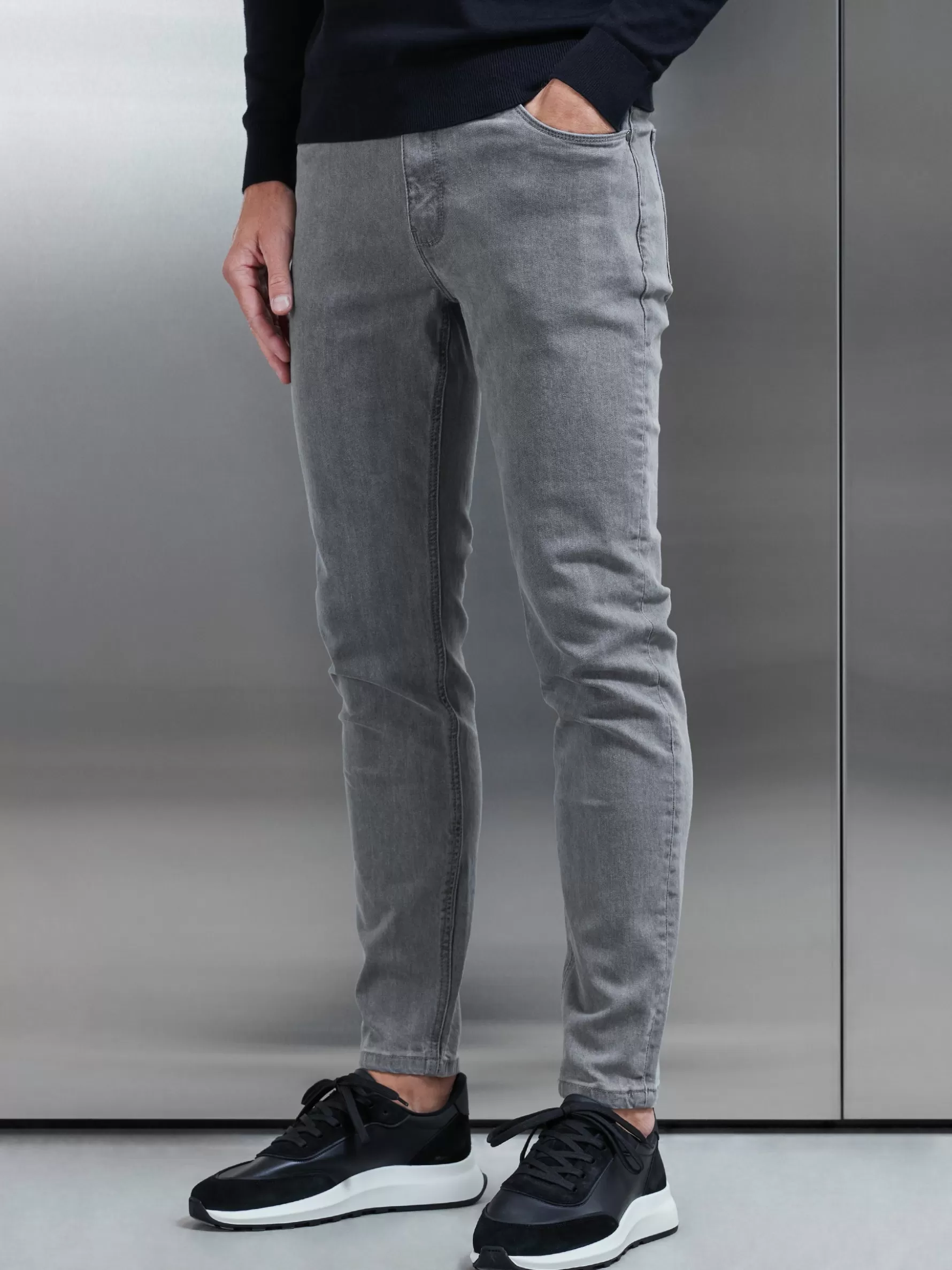 ARNE Slim Fit Denim Jeans - Solid Grey