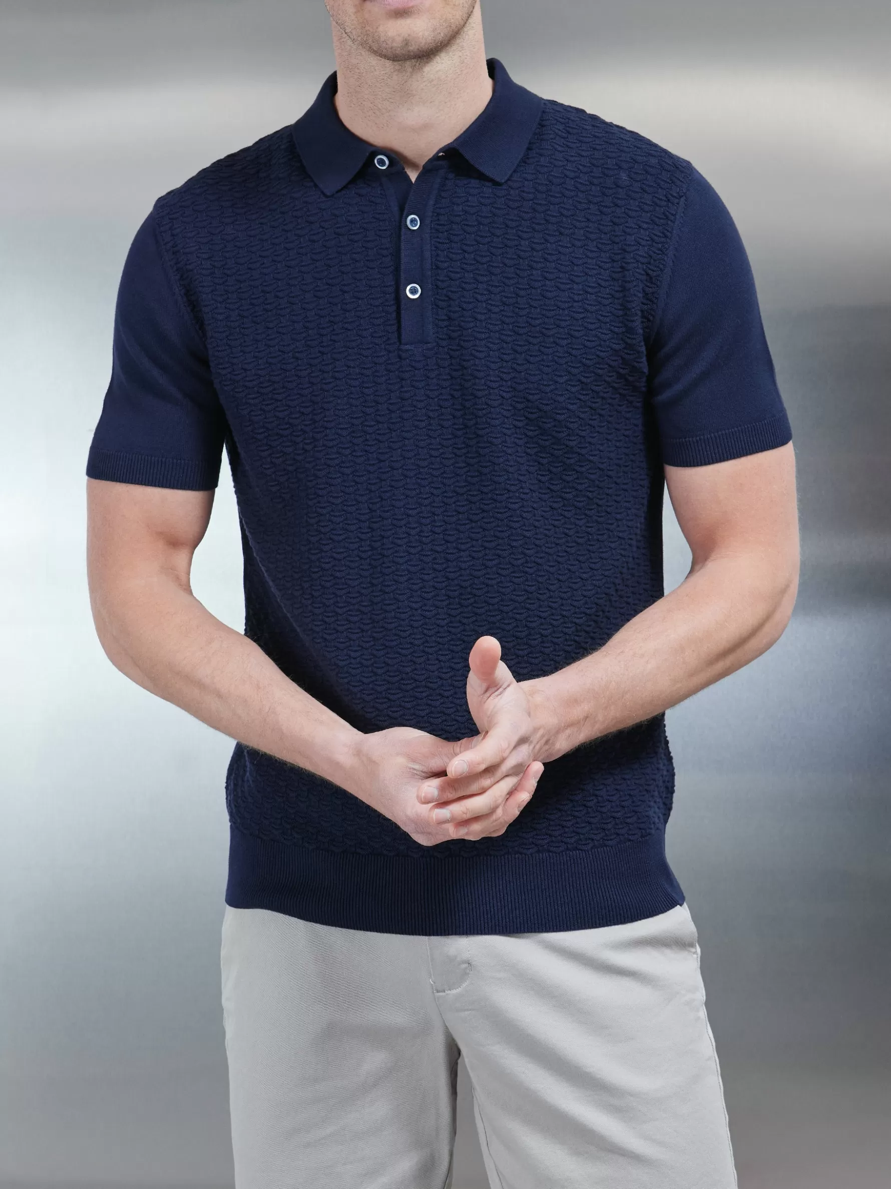 ARNE Textured Egyptian Cotton Polo Shirt -