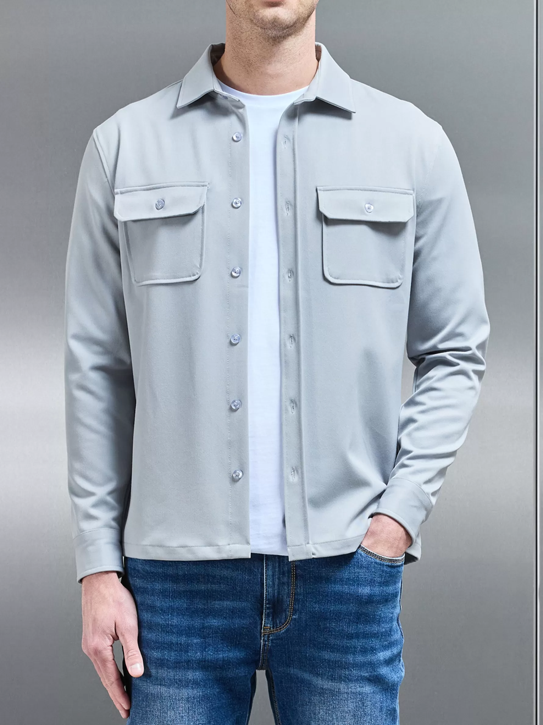 ARNE Textured Overshirt - Mid Grey