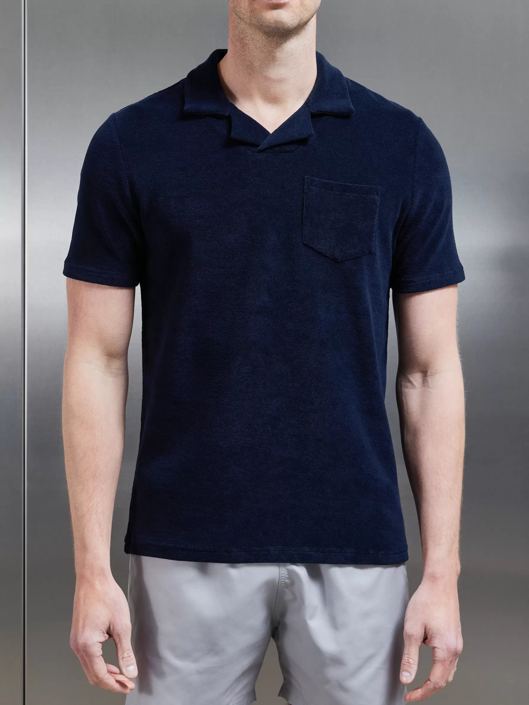 ARNE Towelling Revere Collar Polo Shirt -