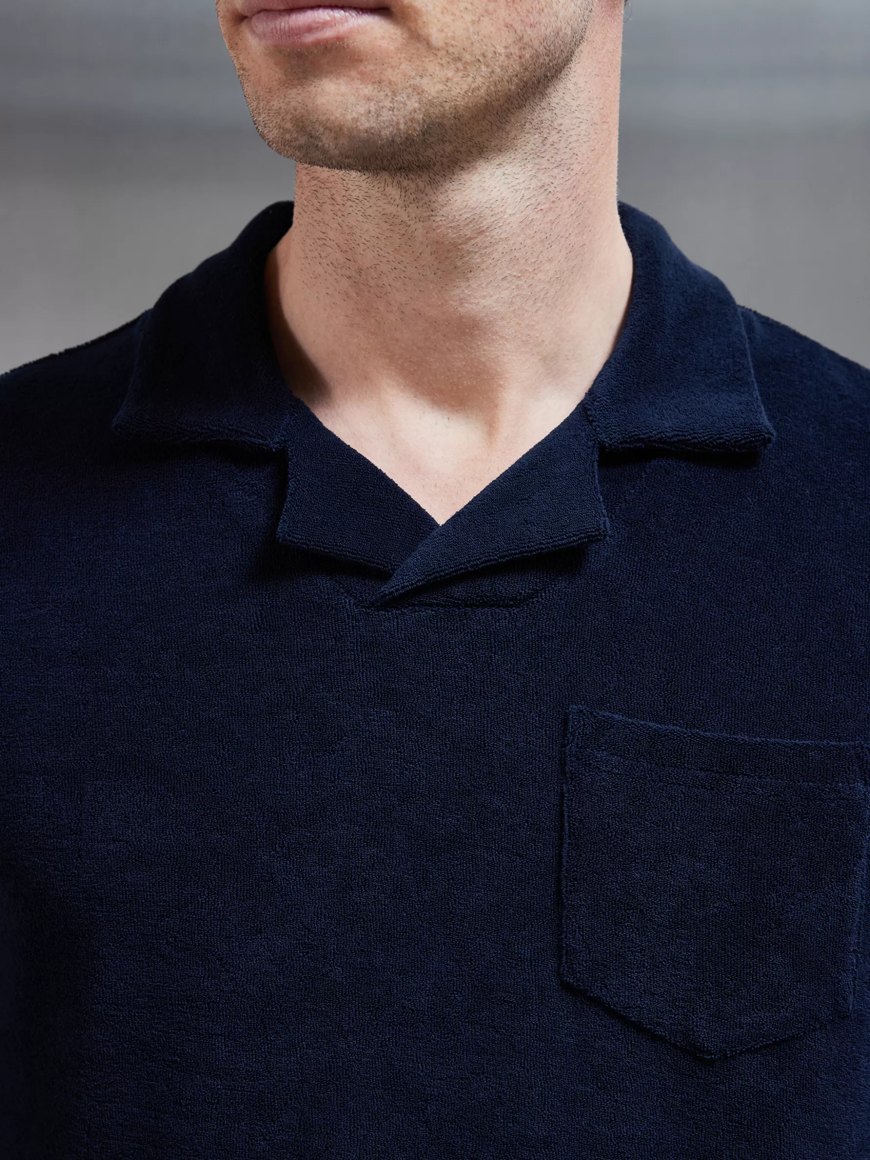 ARNE Towelling Revere Collar Polo Shirt -