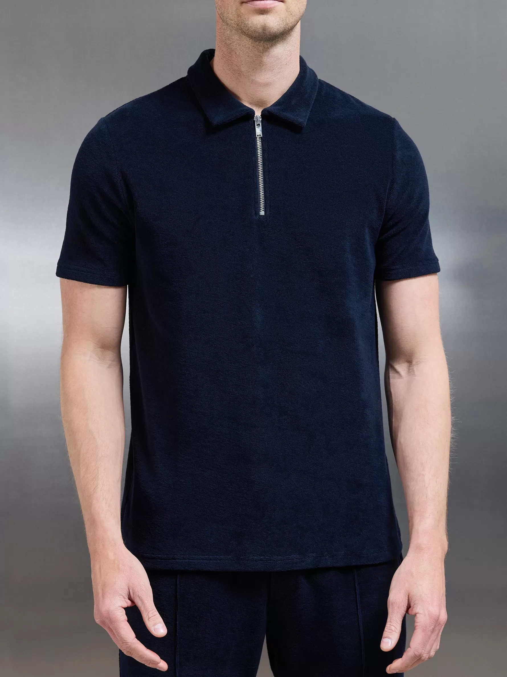 ARNE Towelling Zip Polo Shirt -